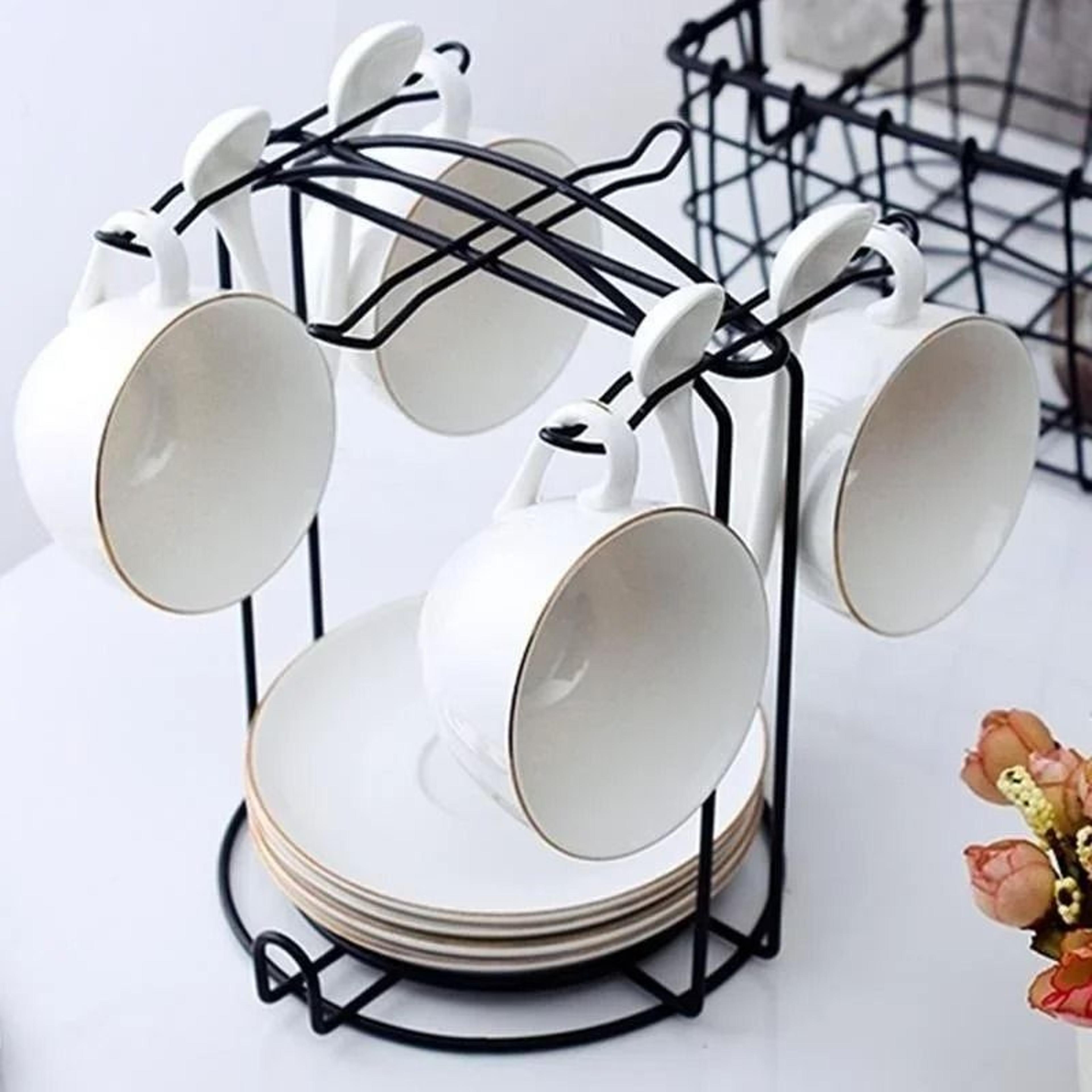 hanging partition coffee cup holder and under-cabinet storage rack