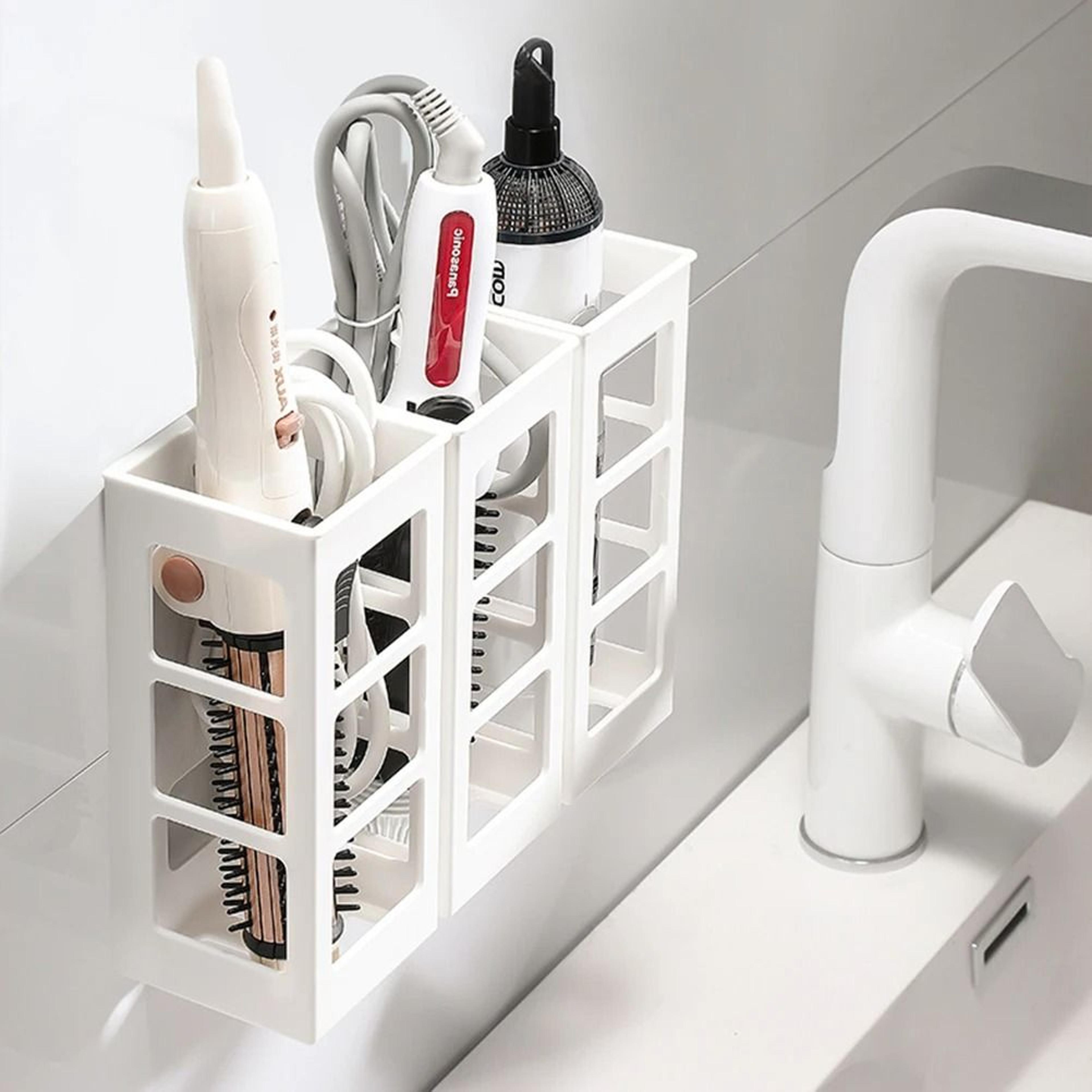premium wall-mounted curling iron and hair straightener organizer