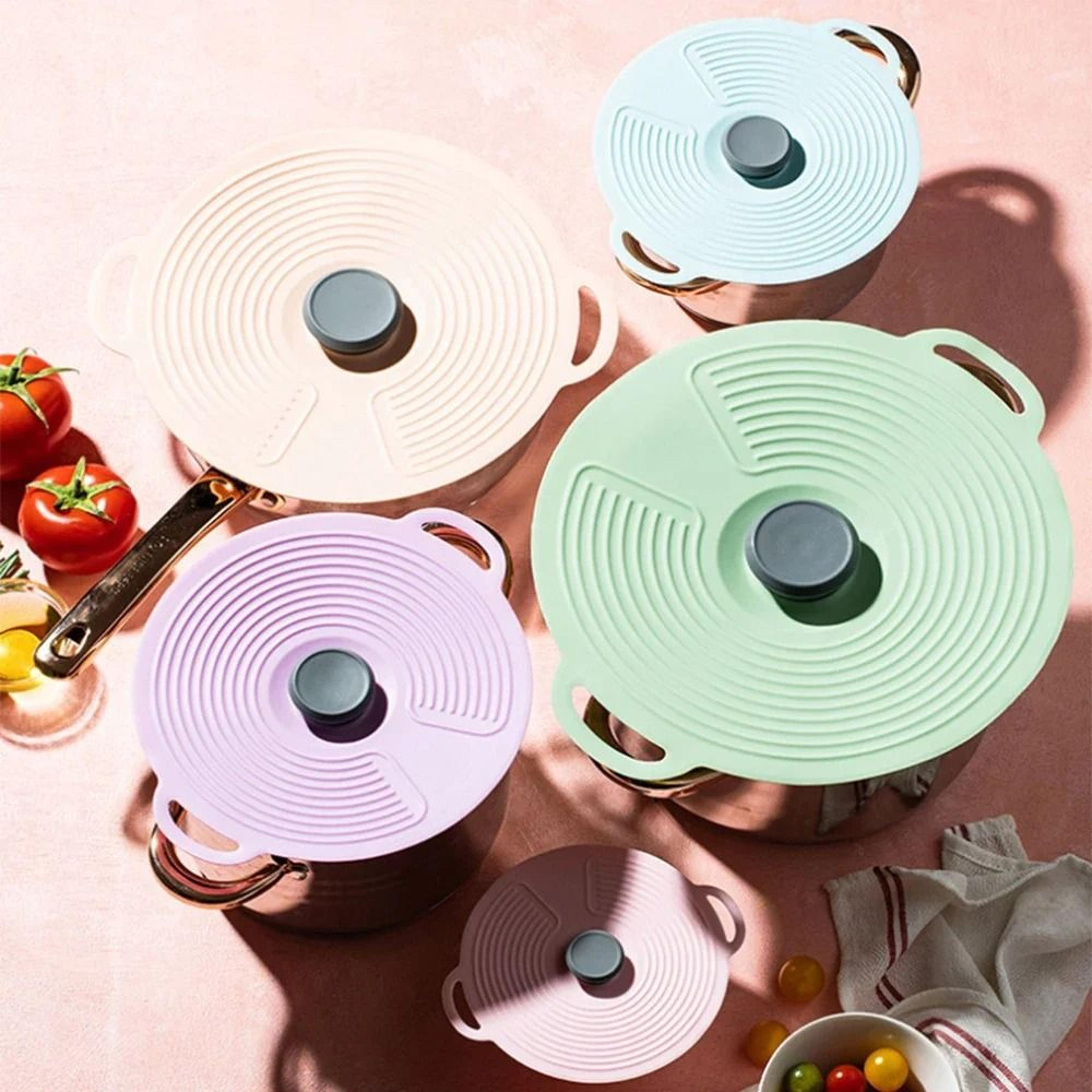 anti-overflow and dustproof silicone pot cover set