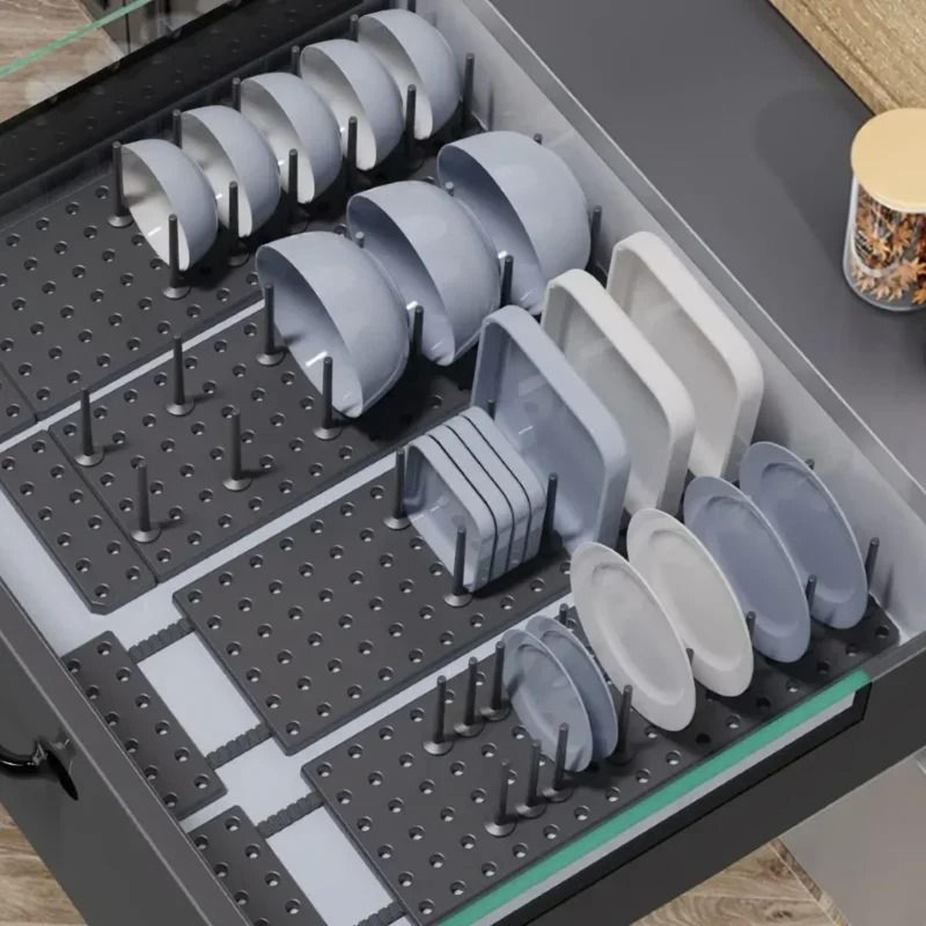 telescopic adjustable dish plate drying rack & lid holder