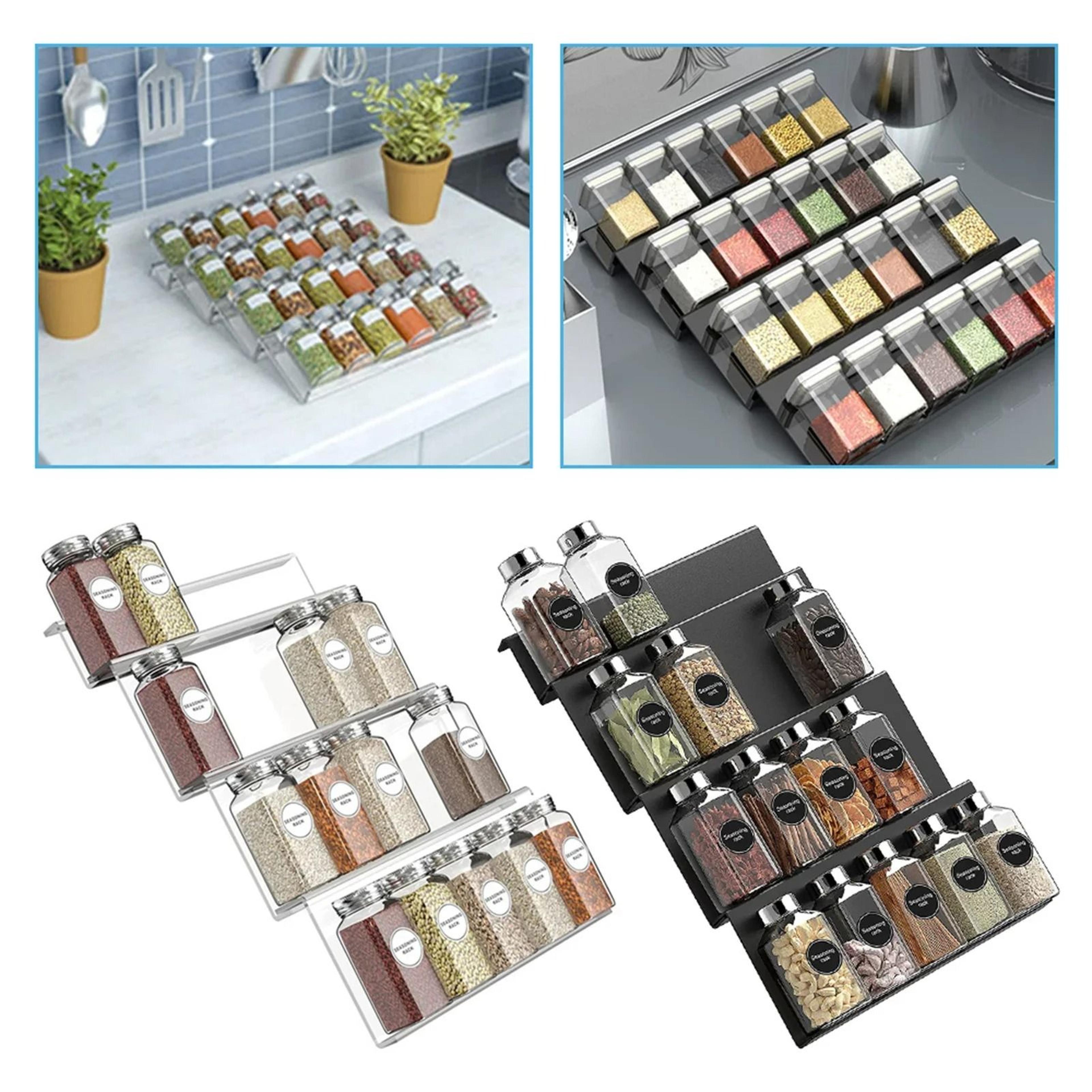 4-tier expandable acrylic drawer spice rack tray