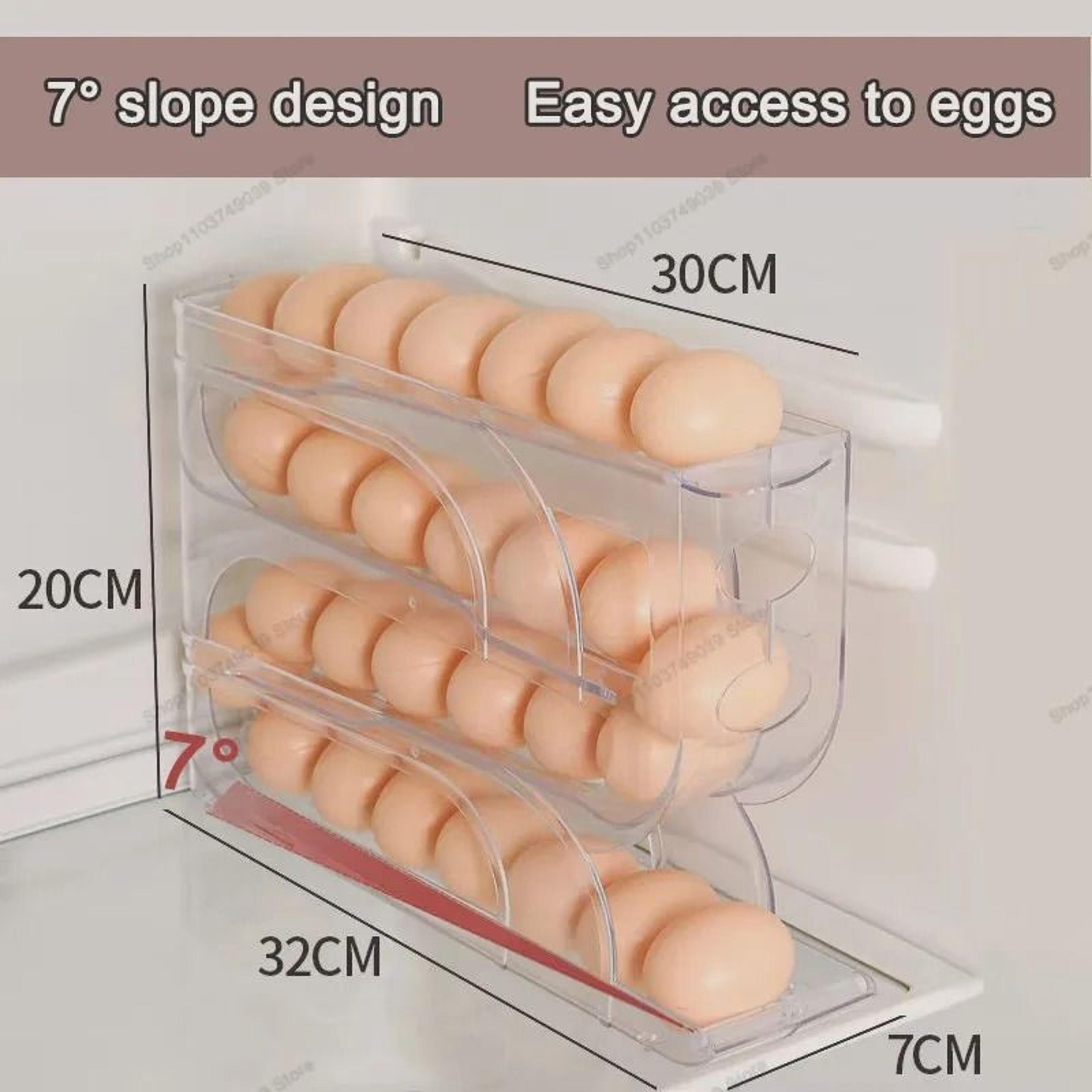 3-tier automatic rolling refrigerator egg storage box (30-egg capacity)