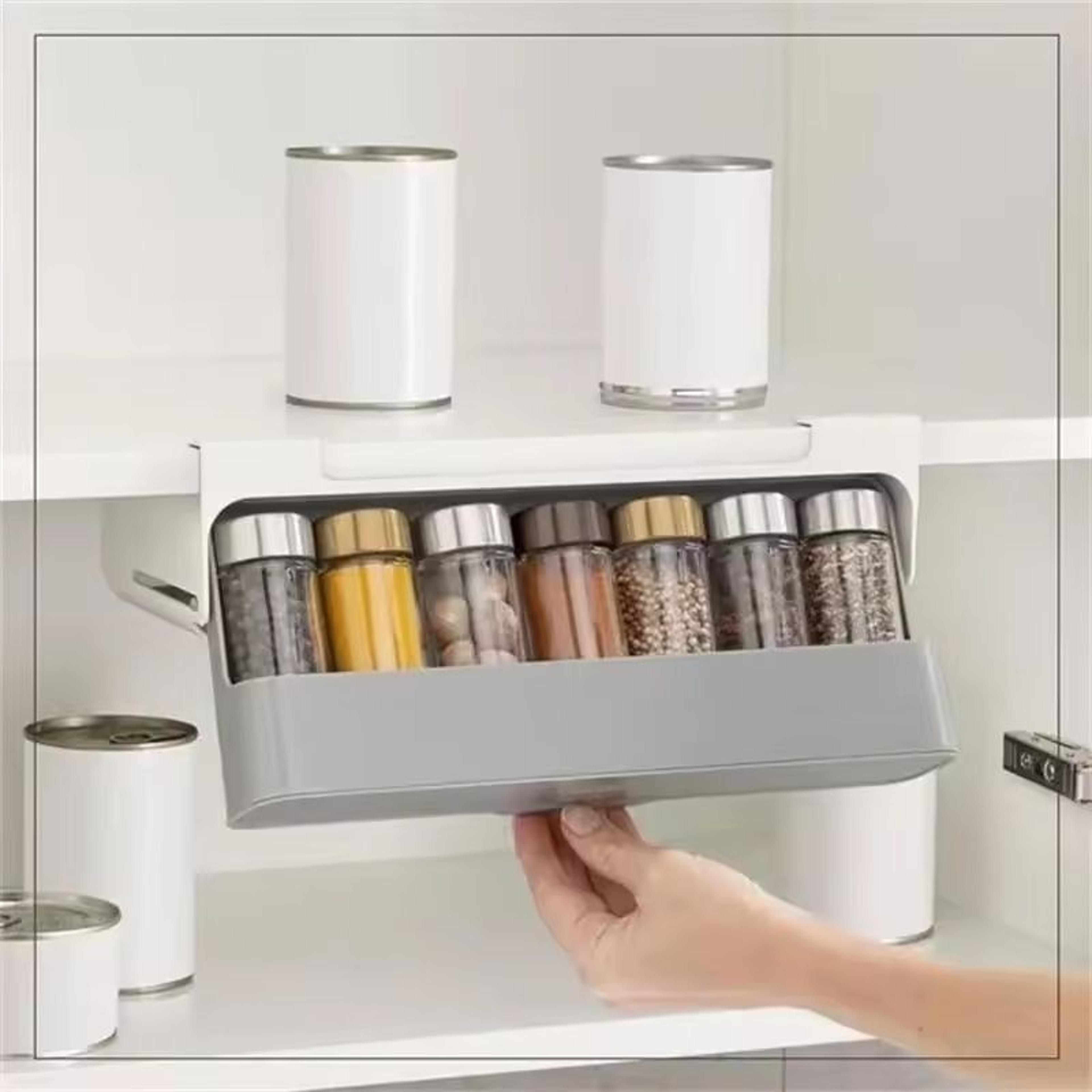 under-shelf pull-out kitchen spice organizer