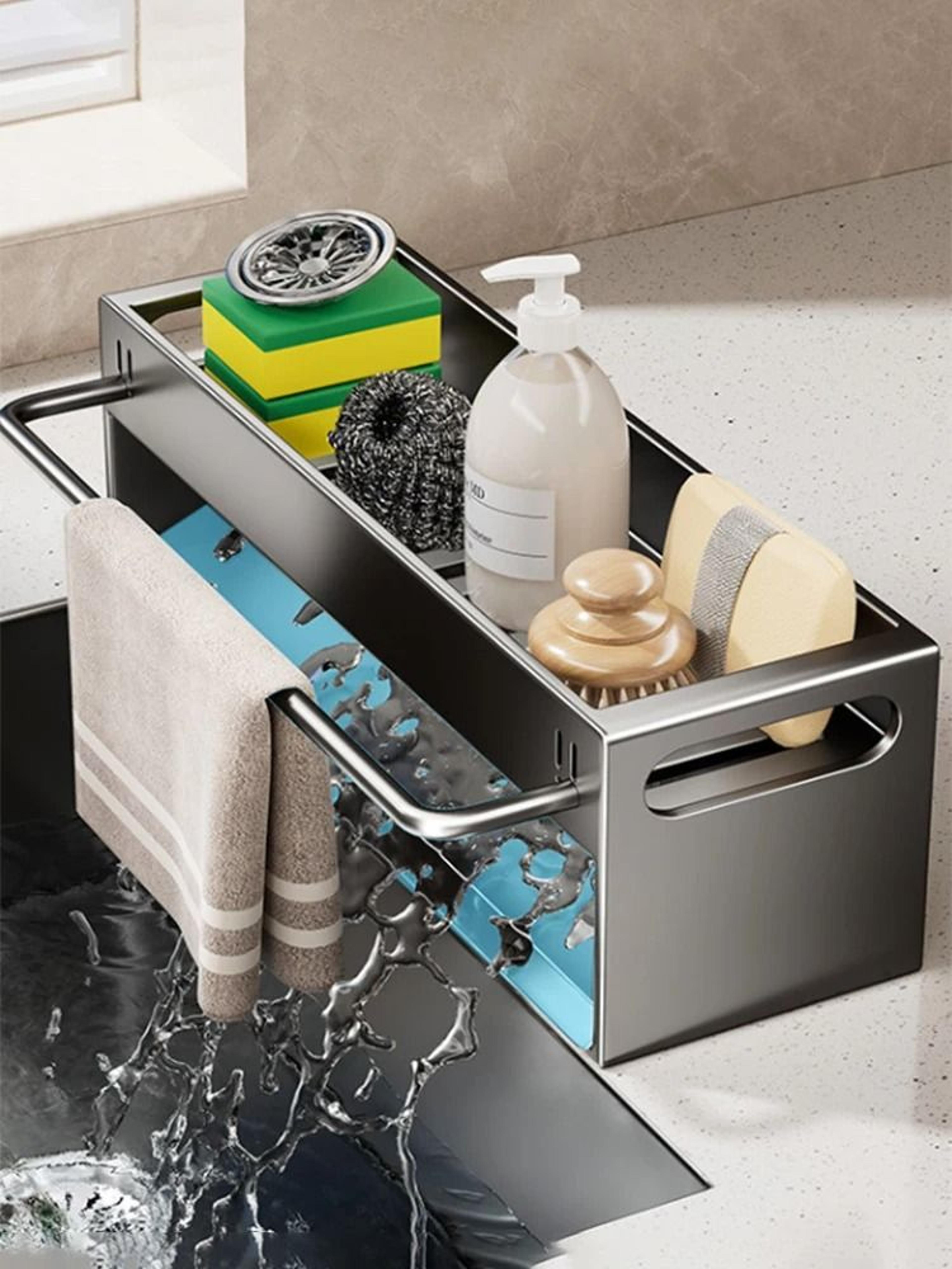 carbon steel sink caddy & kitchen sponge holder