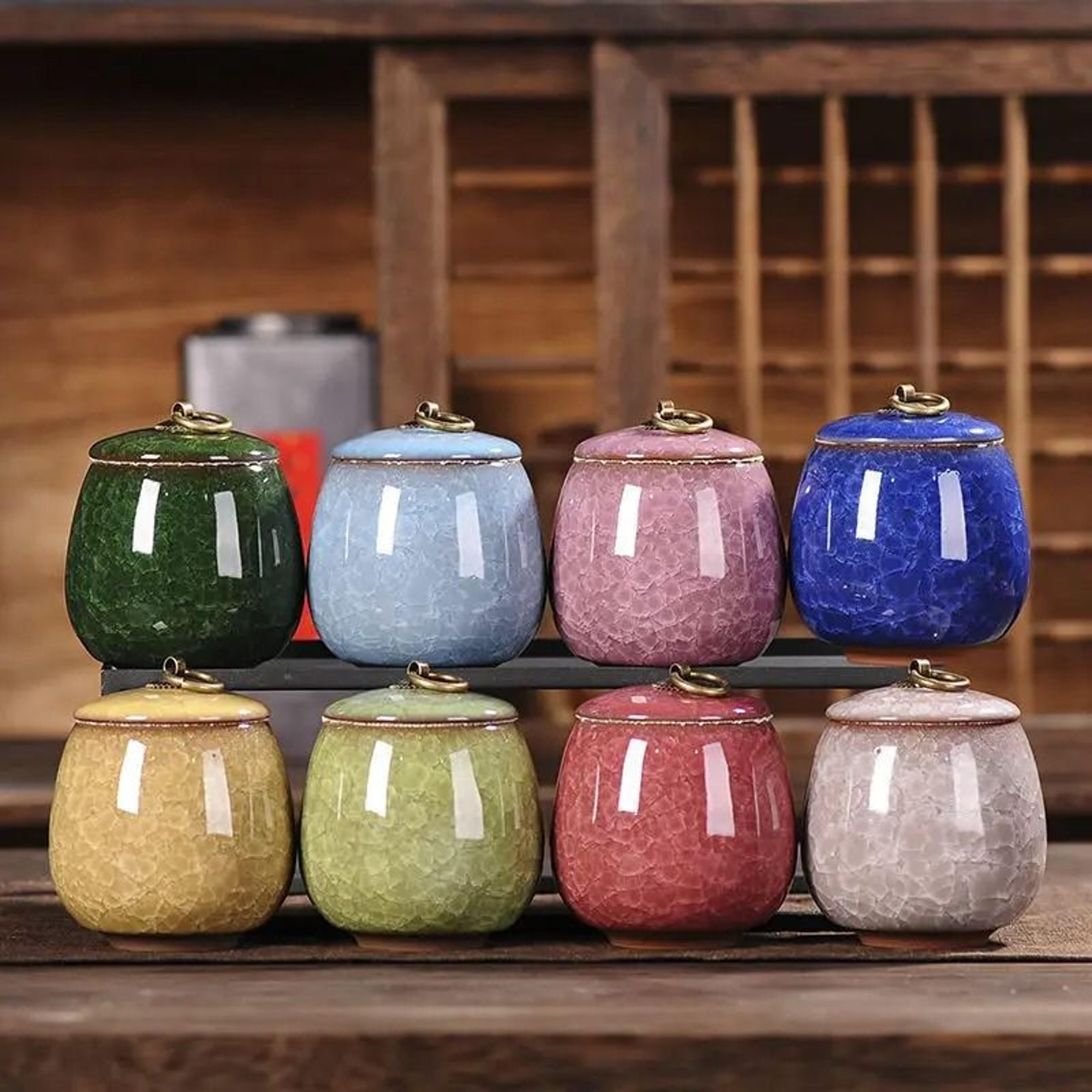 portable ceramic tea, coffee & sugar storage jar