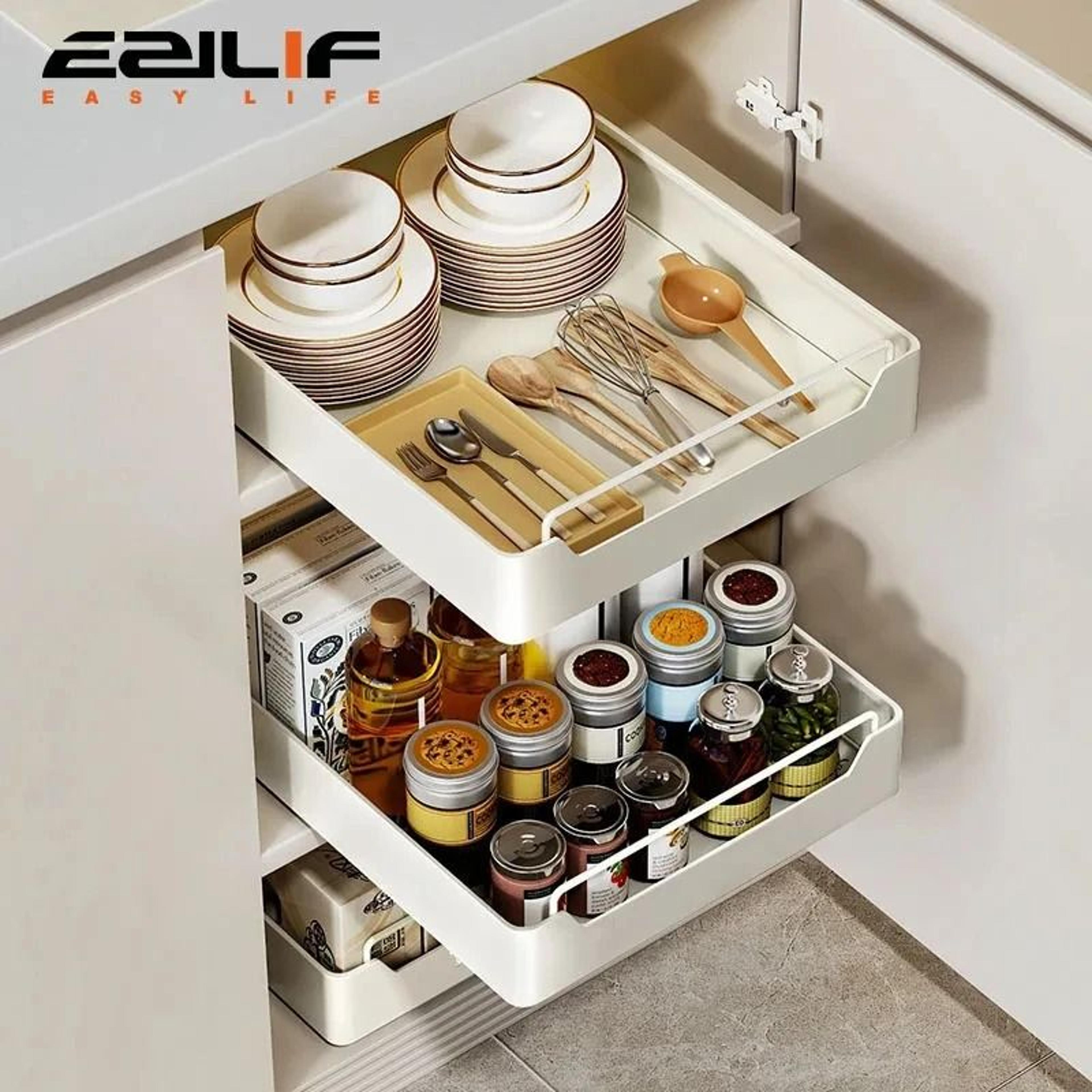 kitchen pull-out sliding rail cabinet storage box