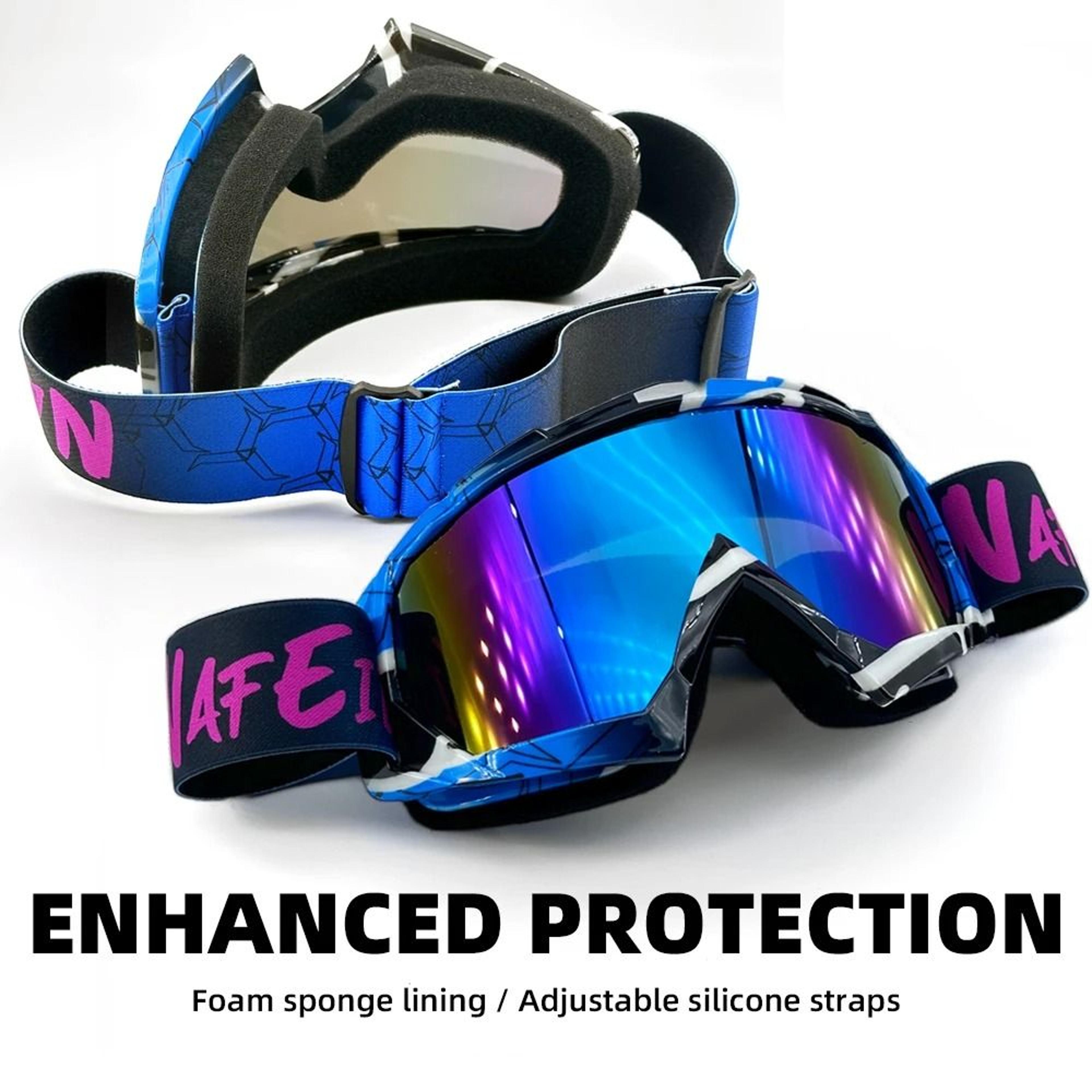 uv400 wide-view anti-impact motocross & ski goggles