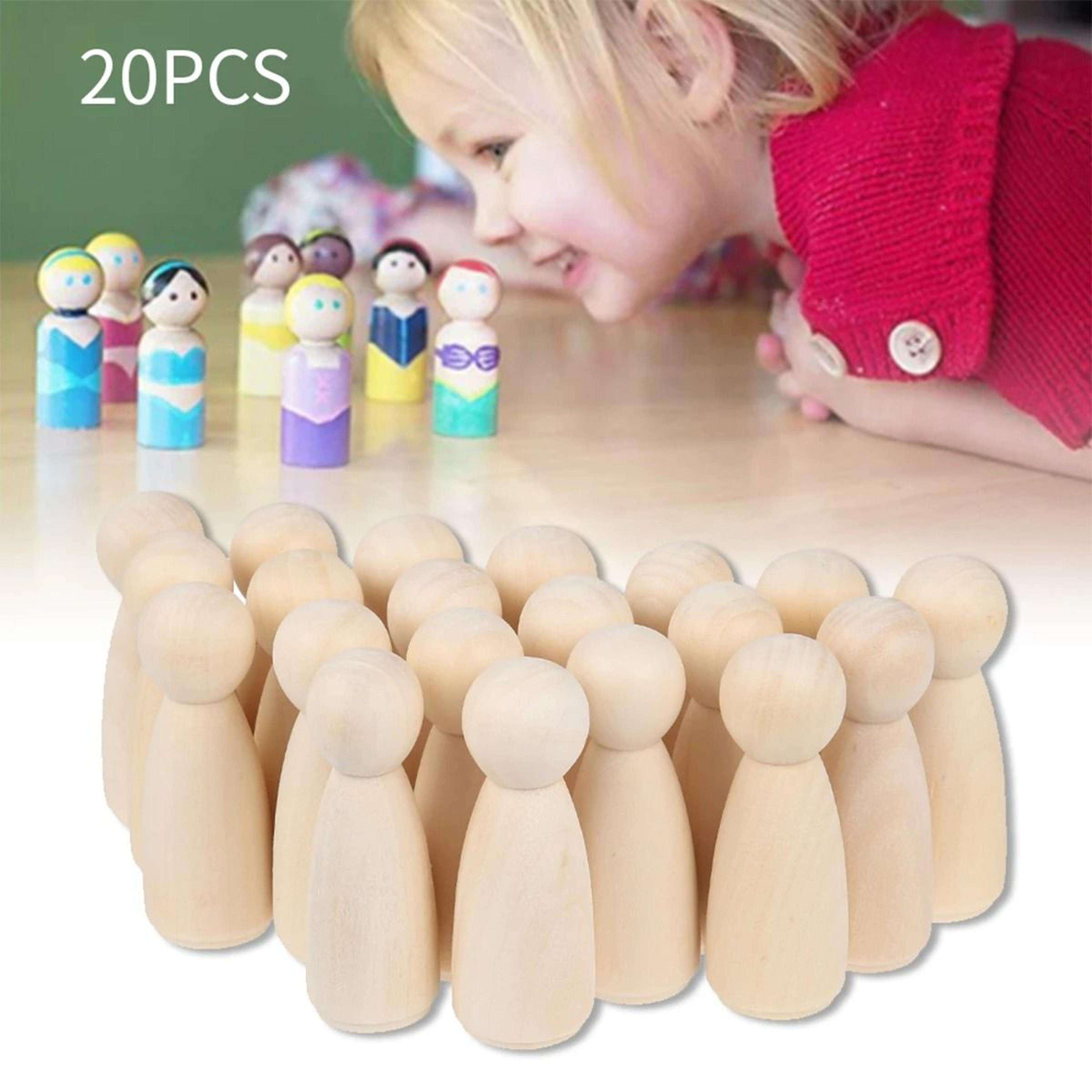 20-pack unfinished natural wooden peg dolls assortment