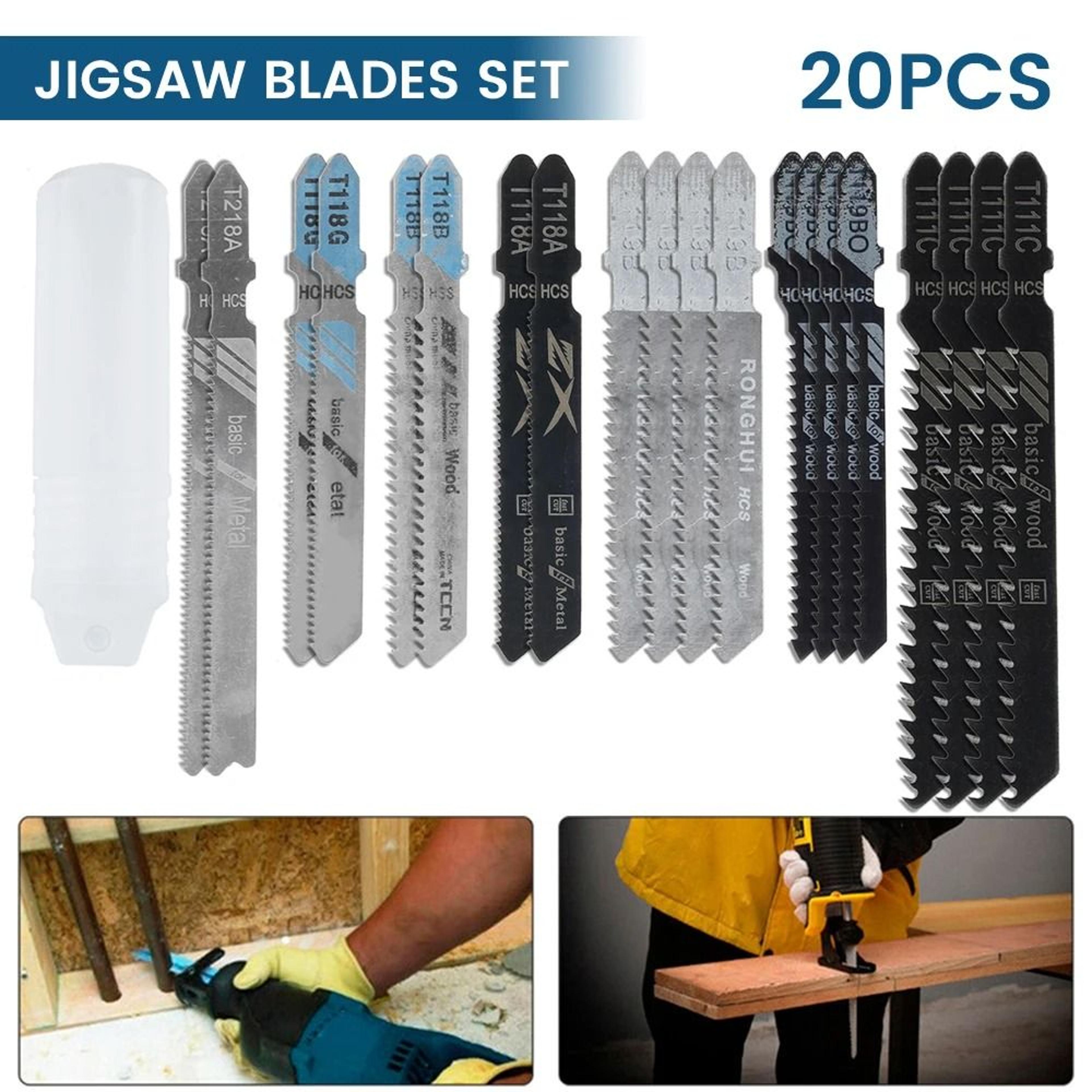 20-piece premium t-shank jigsaw blade assortment set
