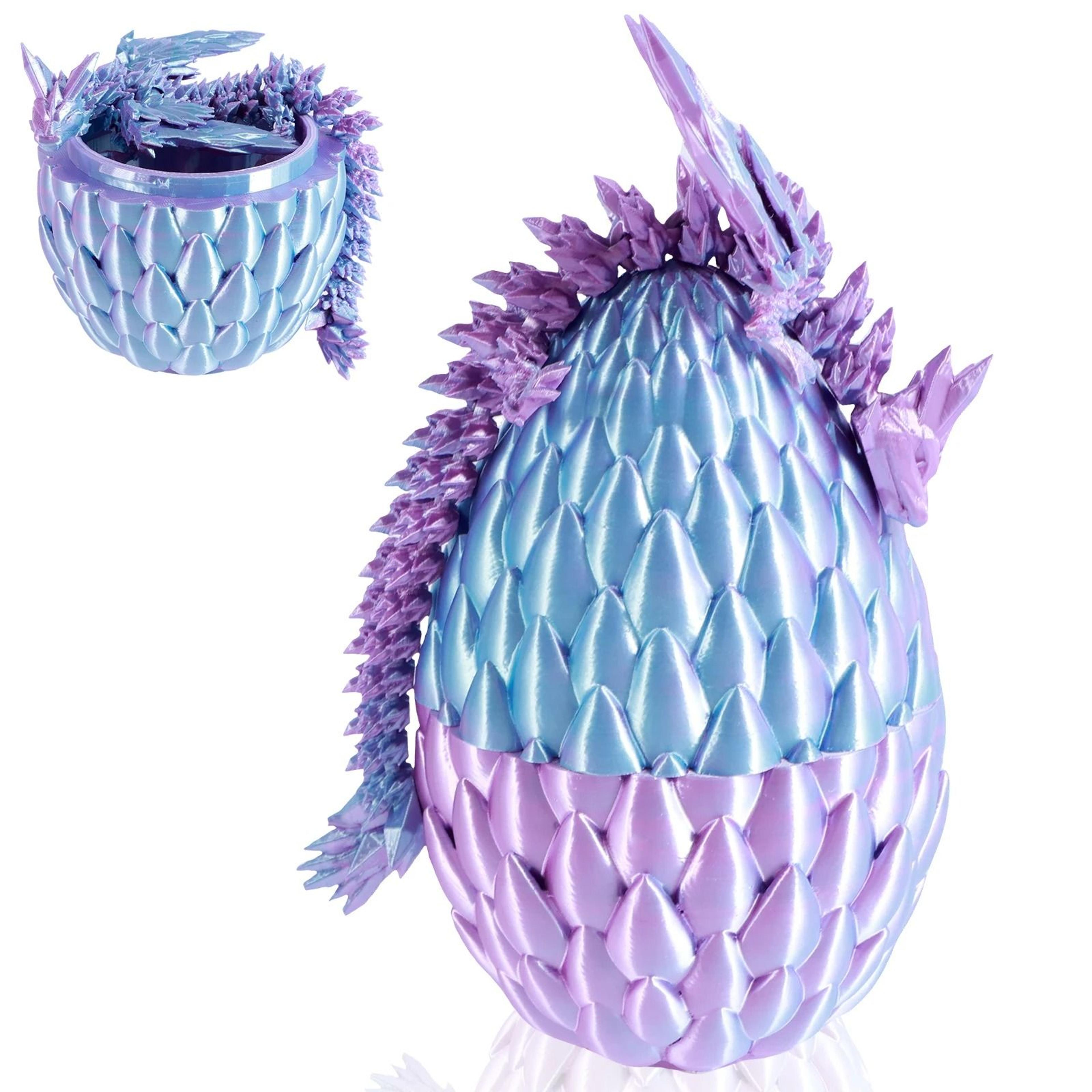 3d-printed articulated mythical dragon with matching dragon egg set