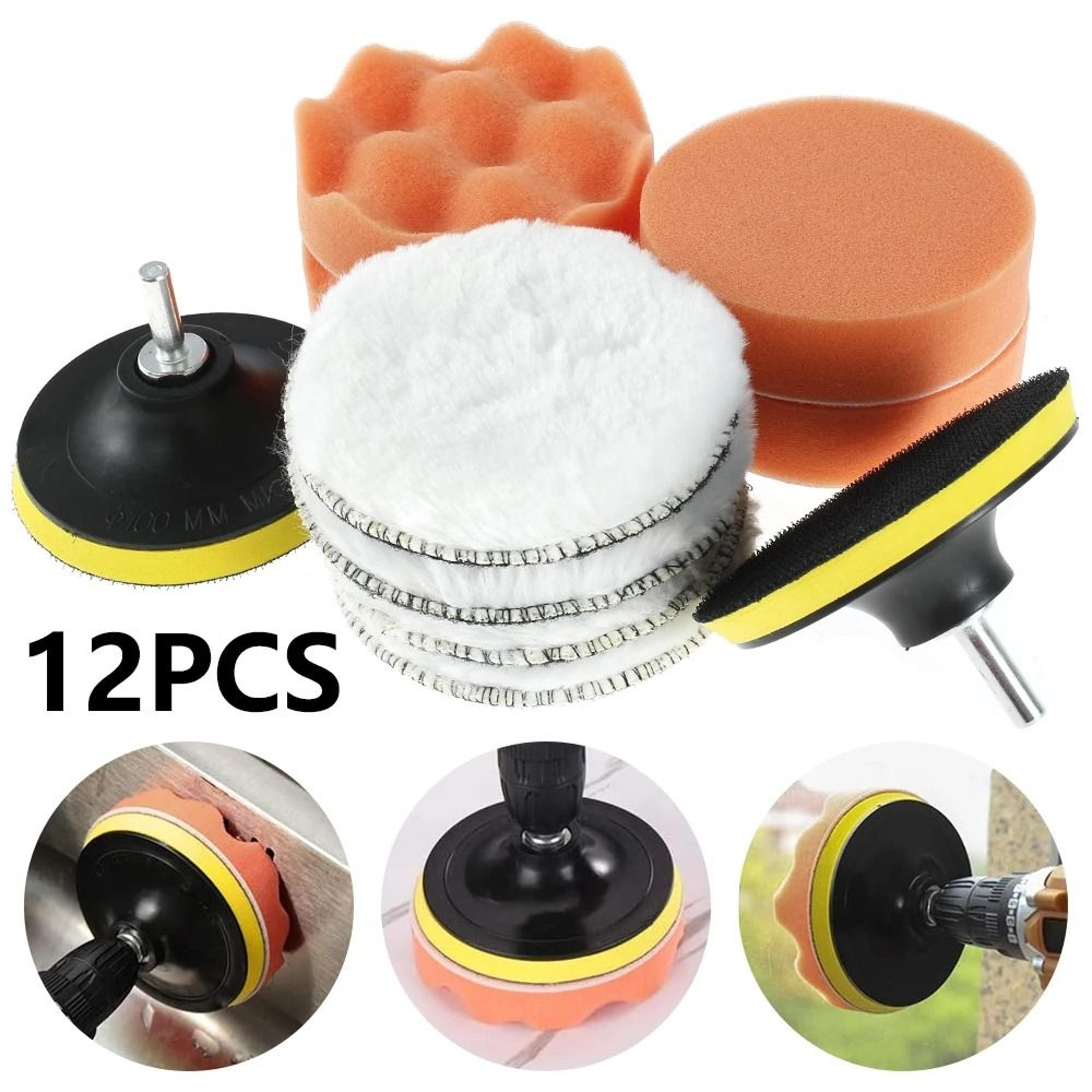assorted sponge and woolen polishing pads set with drill adapter