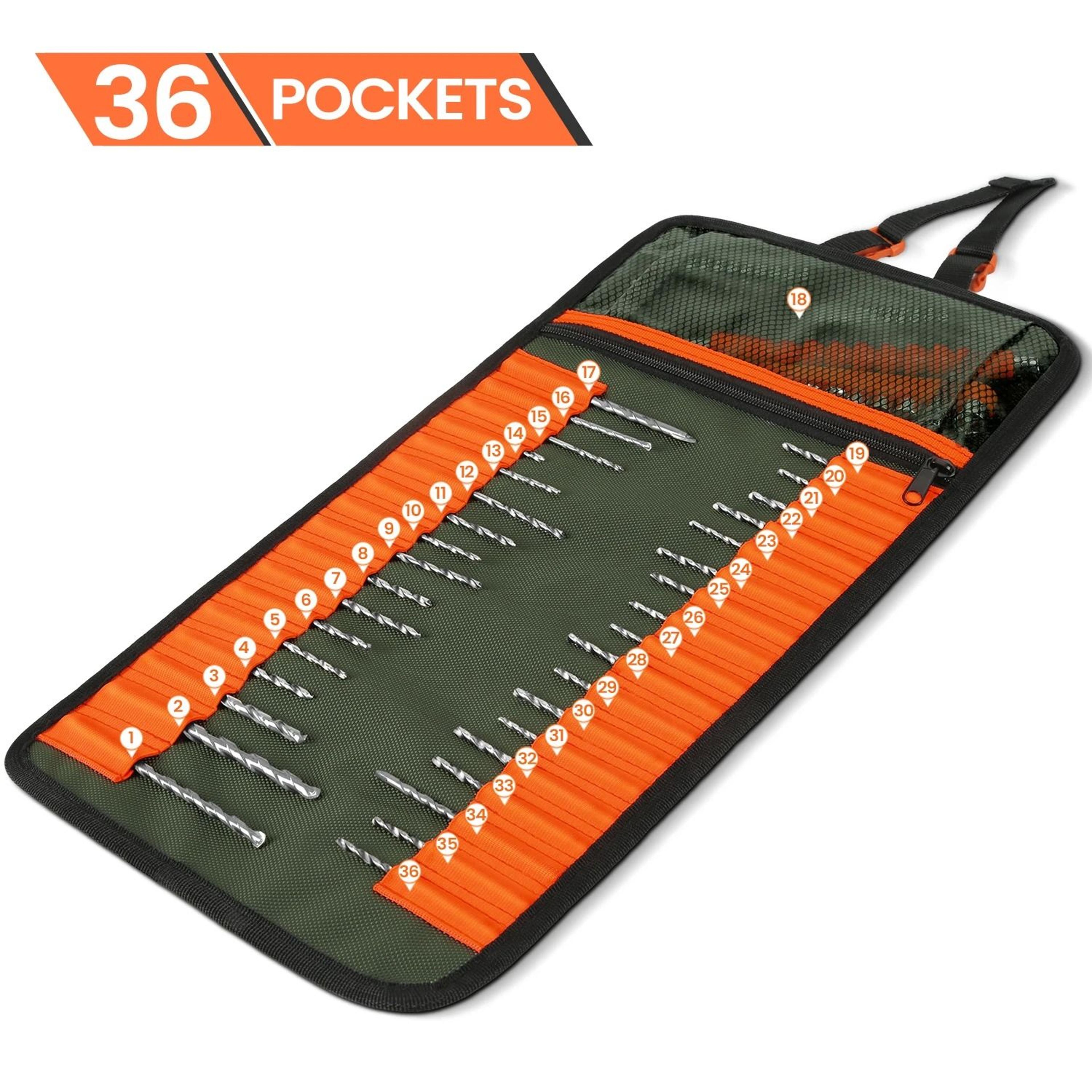tuffworx heavy-duty multi-slot tool roll-up bag organizer