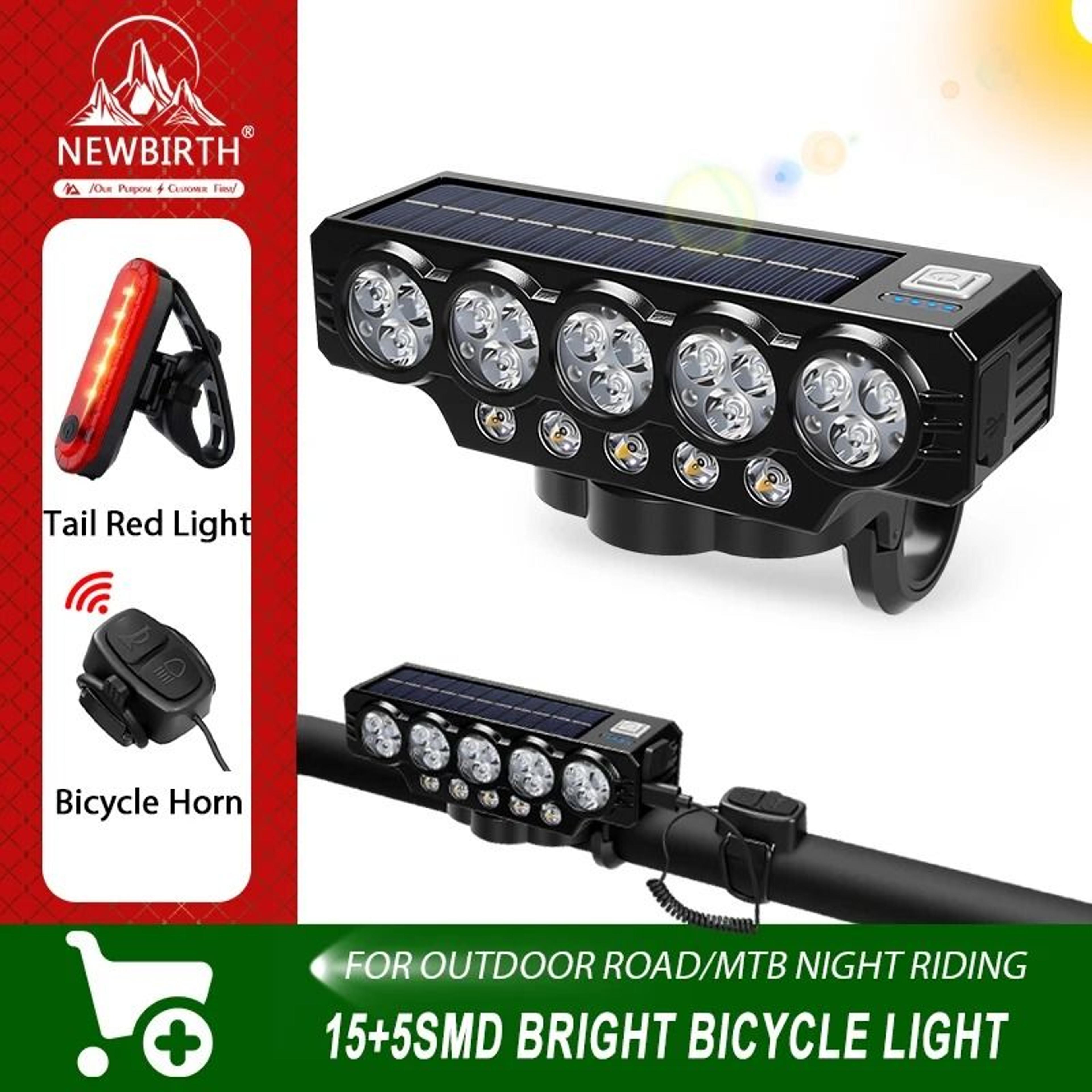 solar-powered led bicycle headlight with integrated electronic horn