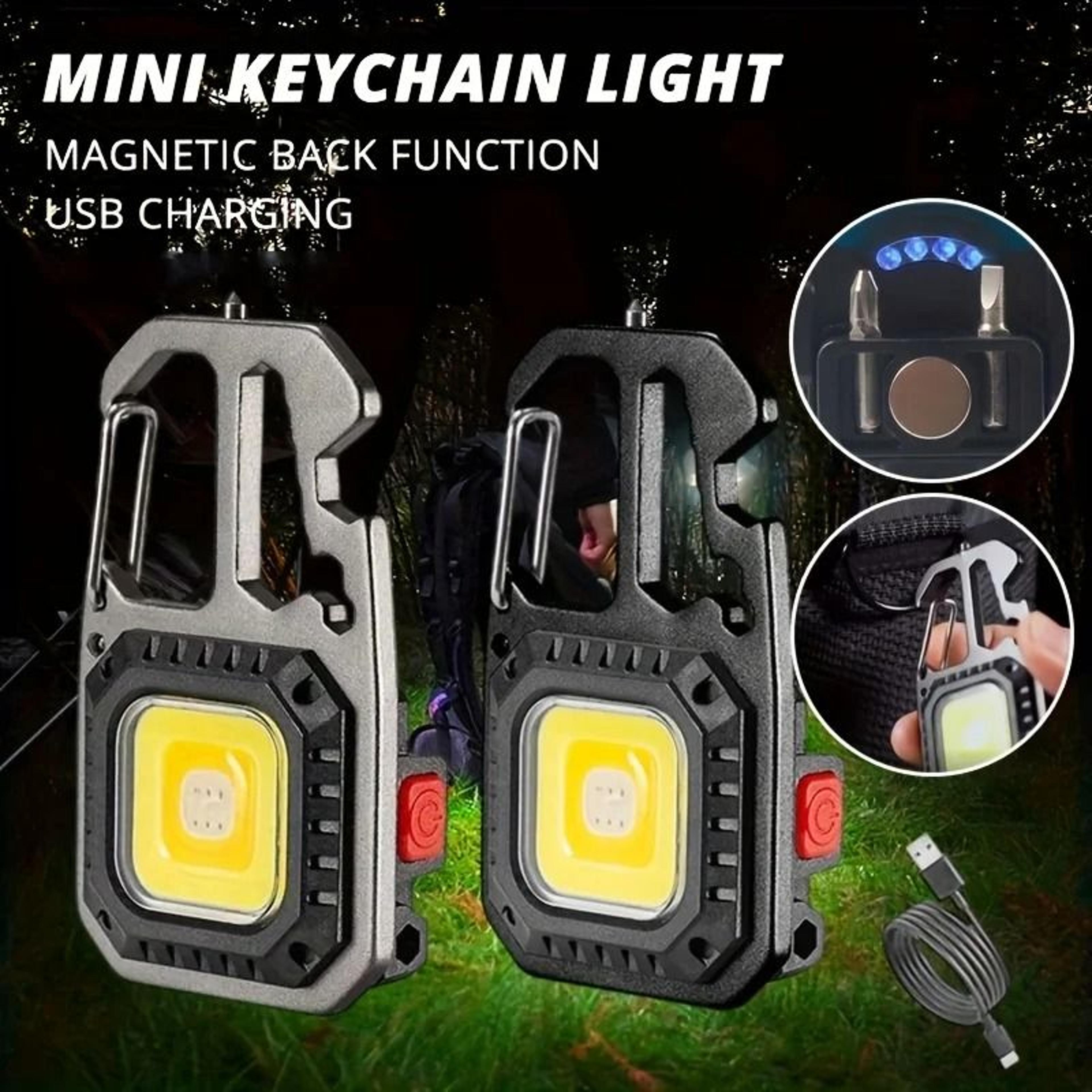 multi-mode rechargeable cob keychain work light with battery display