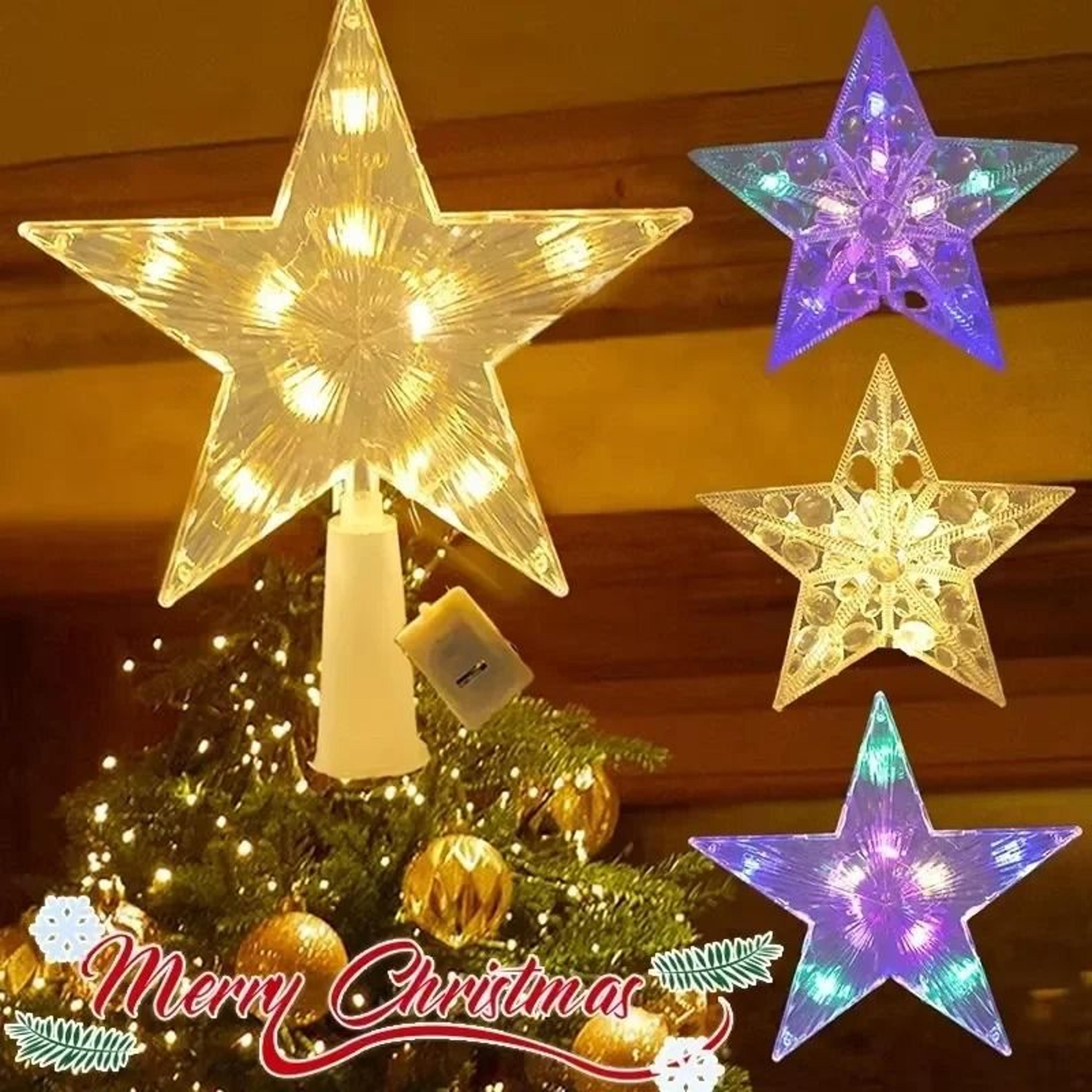 illuminated christmas tree topper star lights