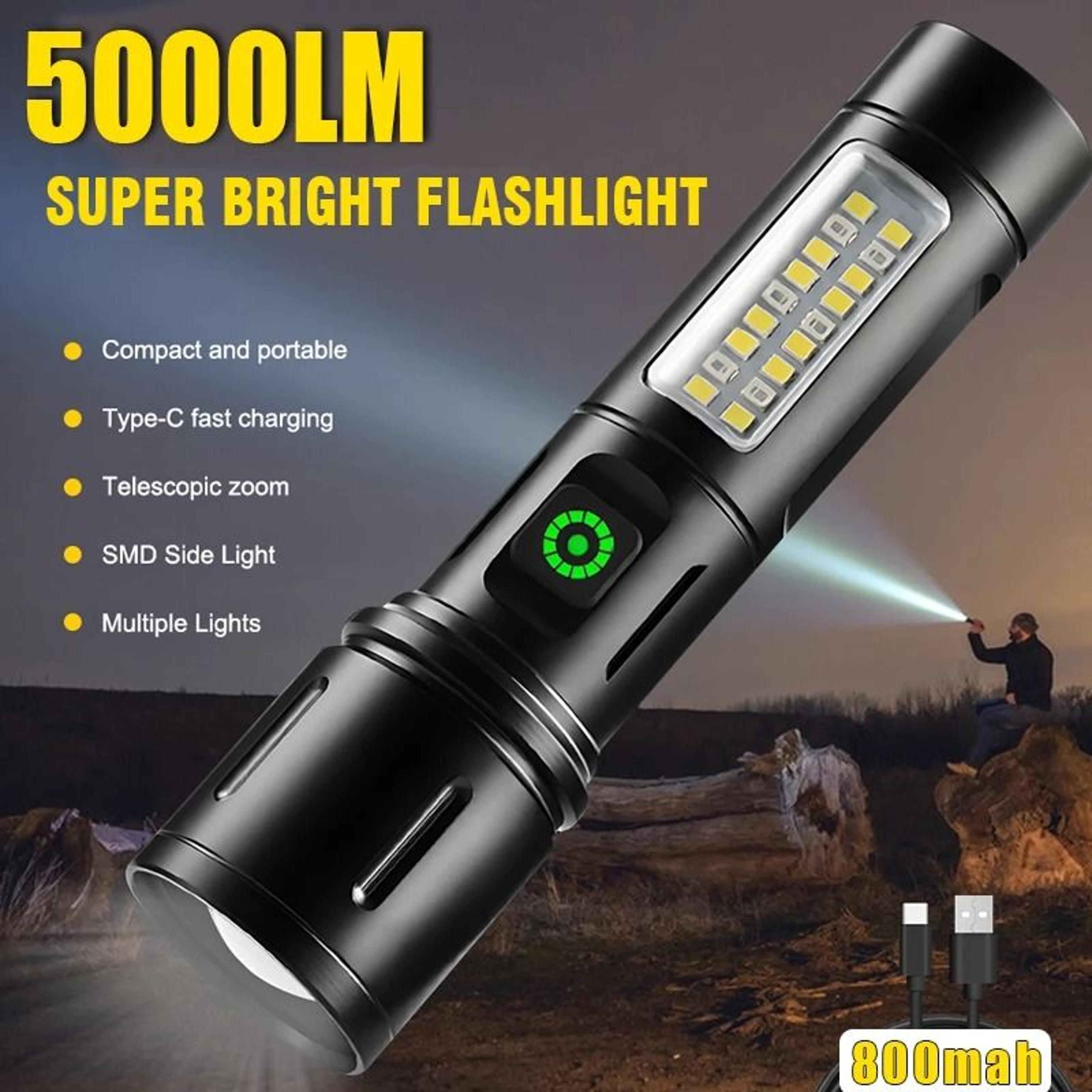 high-power telescopic zoom rechargeable handheld flashlight