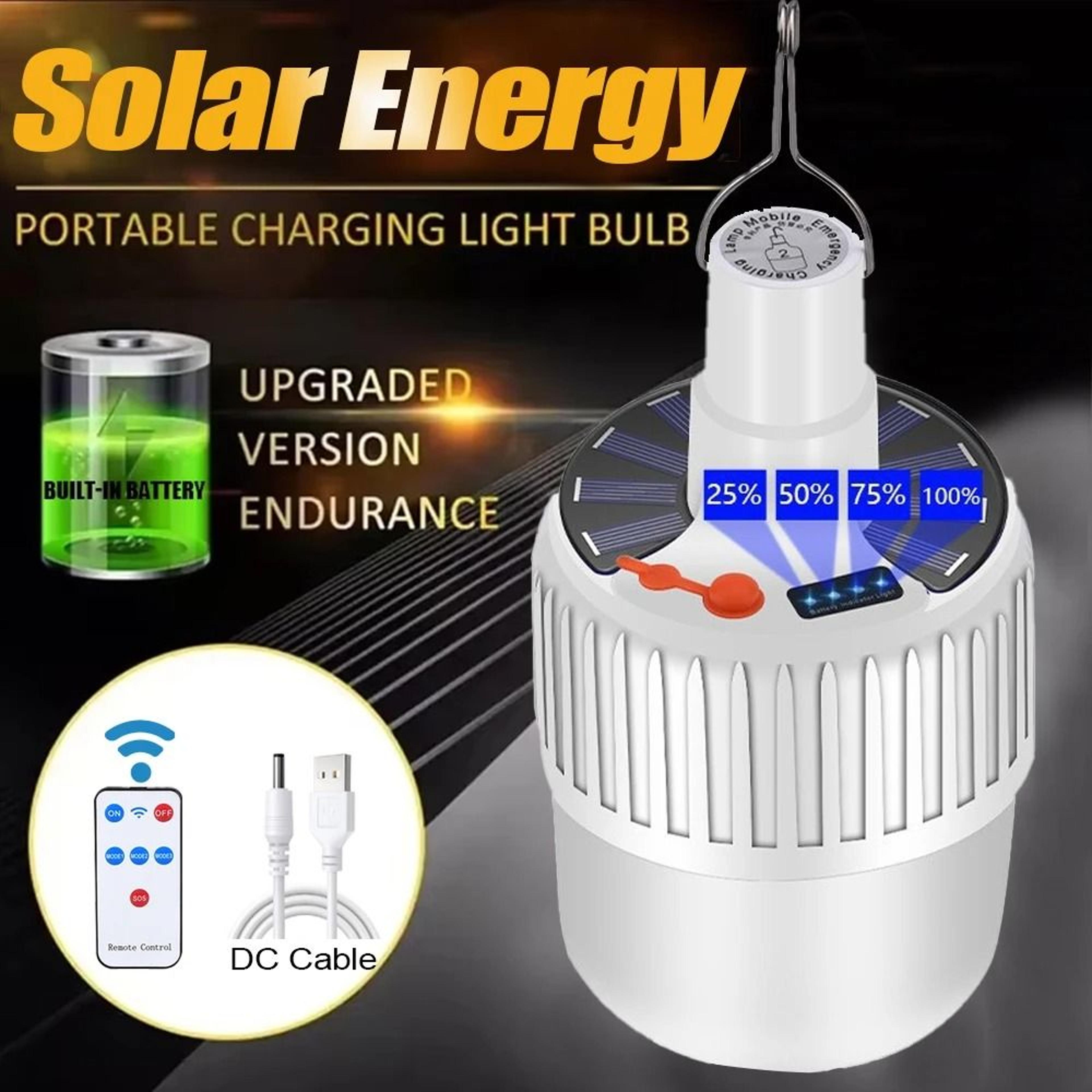solar rechargeable remote-controlled emergency camping bulb