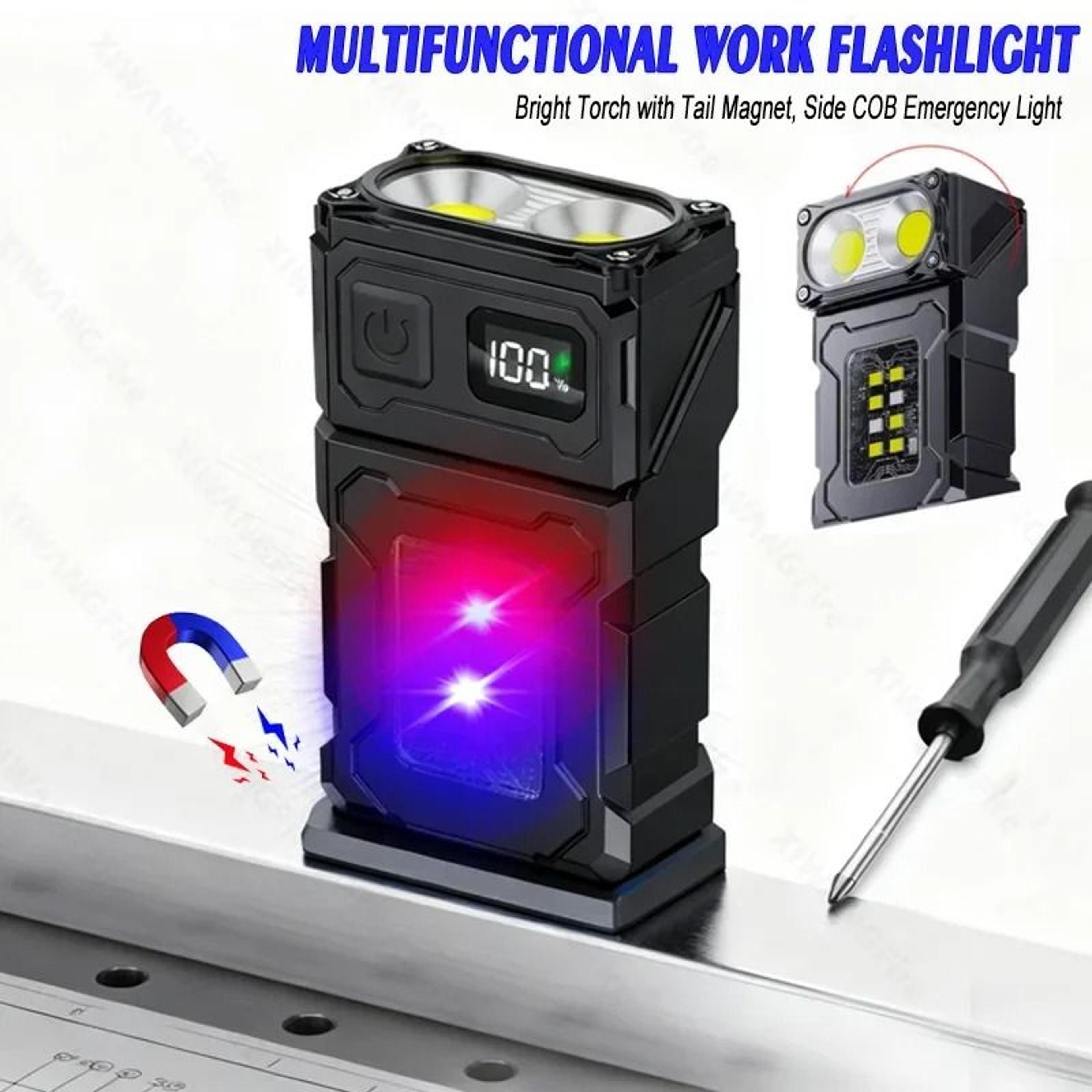 180 degree rotatable led keychain work light with digital power display