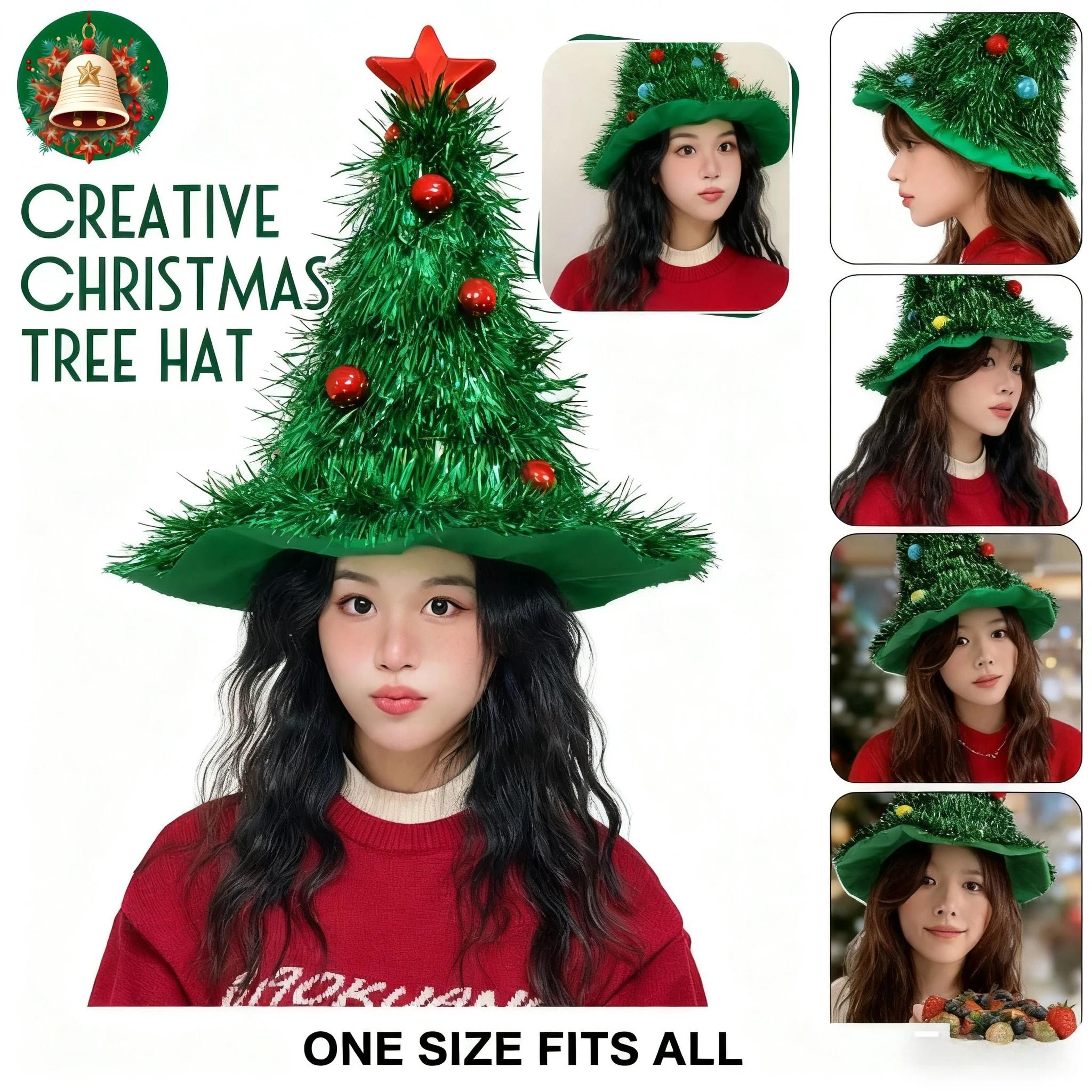 premium holiday green christmas tree party hat