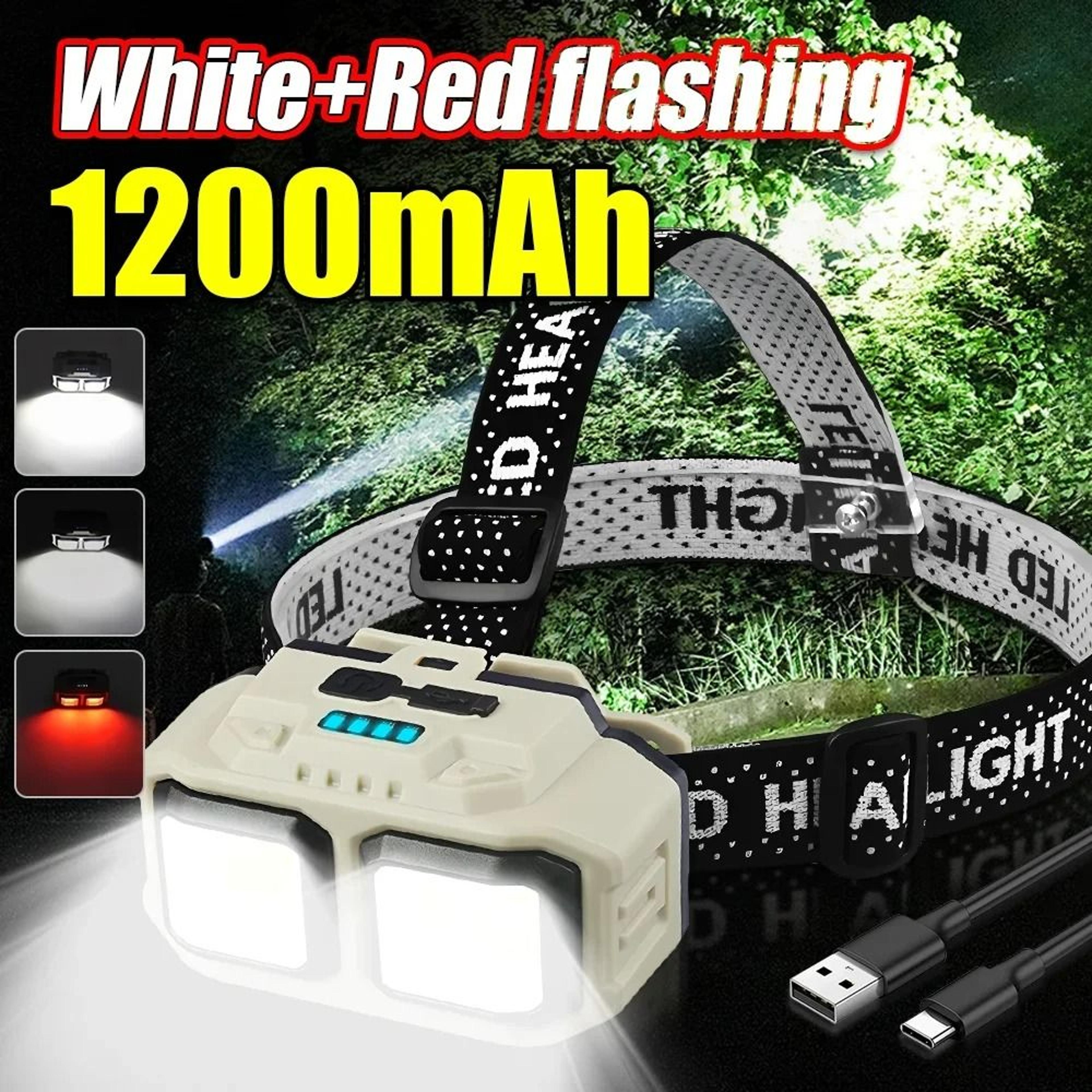 powerful induction cob led rechargeable headlamp