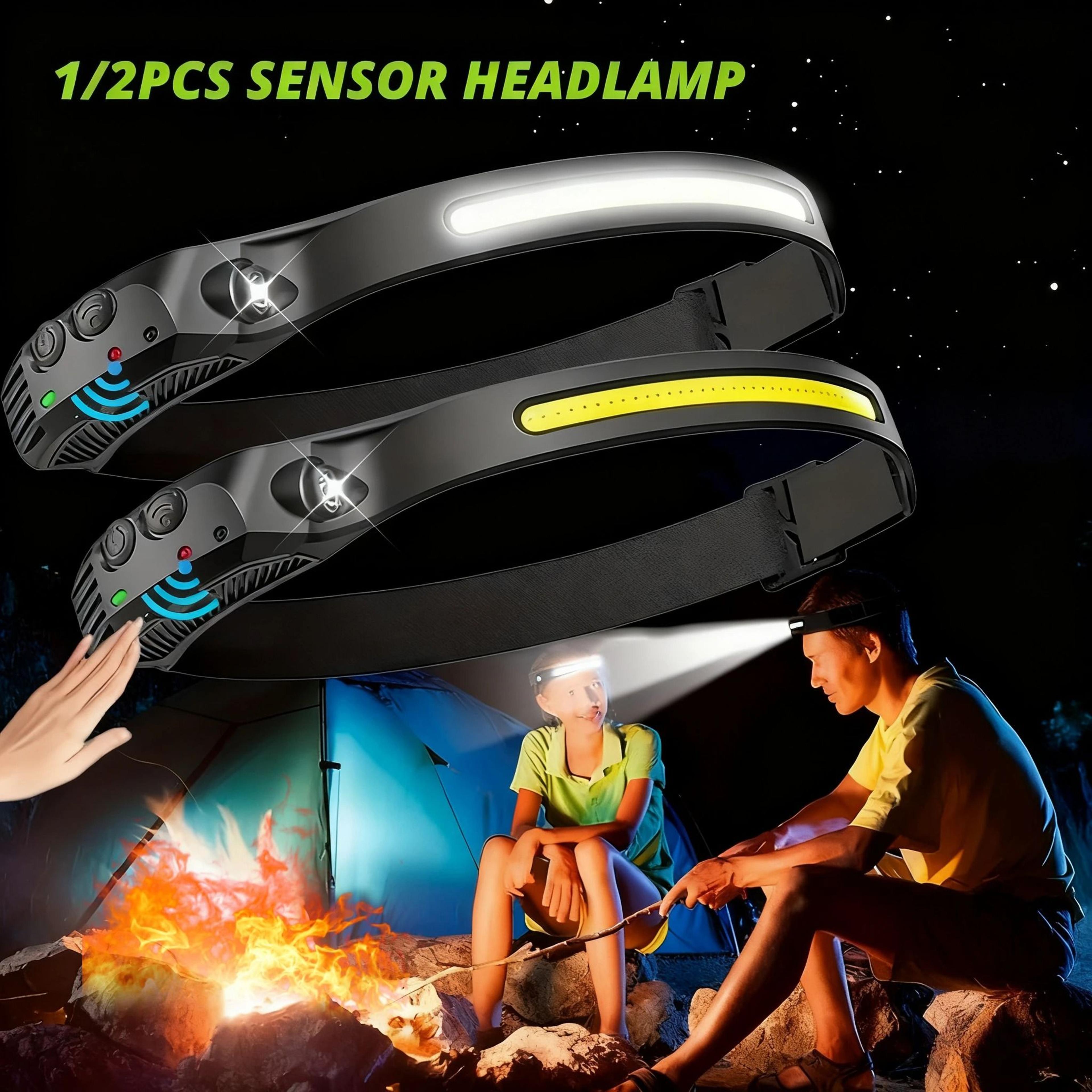panoramic cob led pro motion sensor rechargeable headlamp