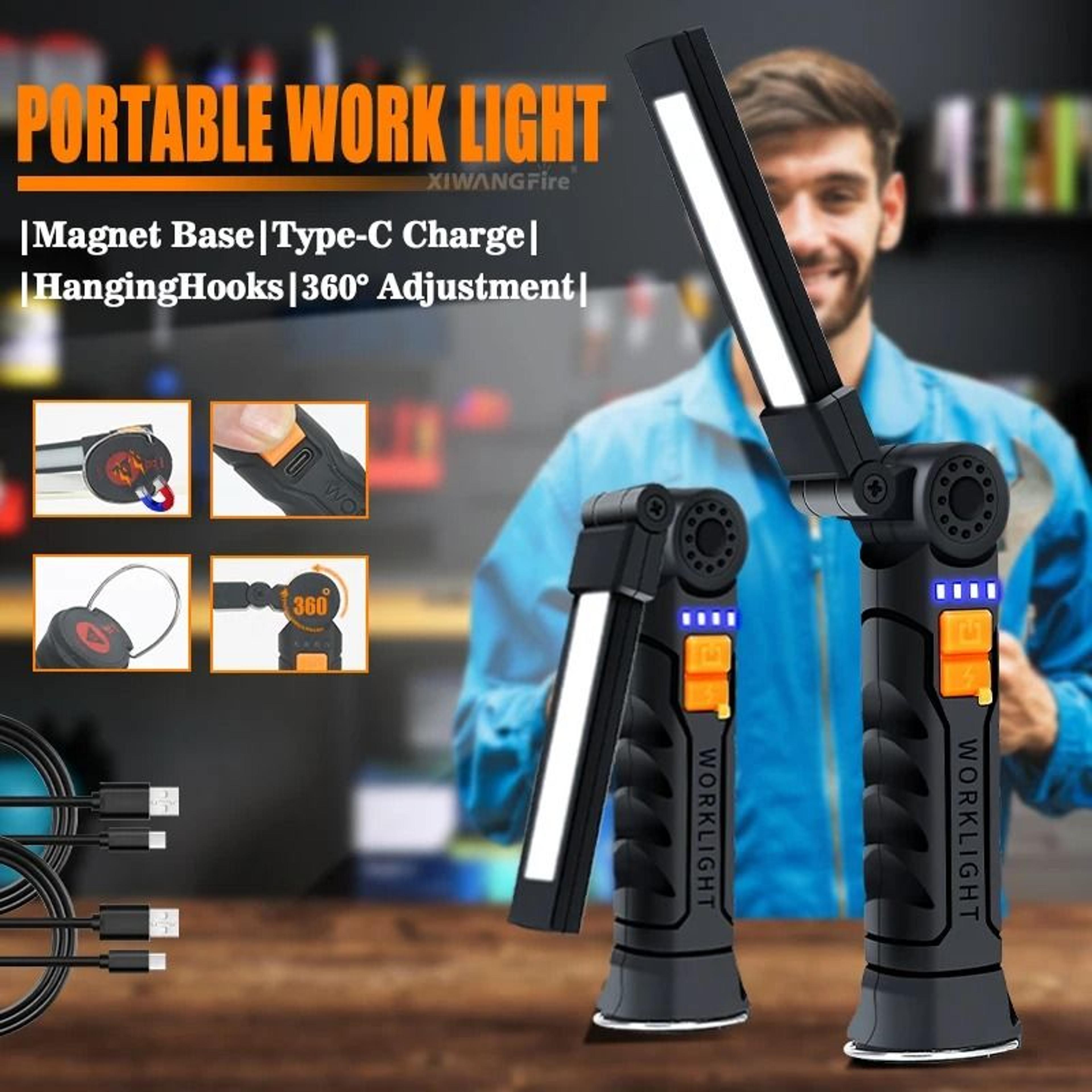 portable cob led rechargeable magnetic work light