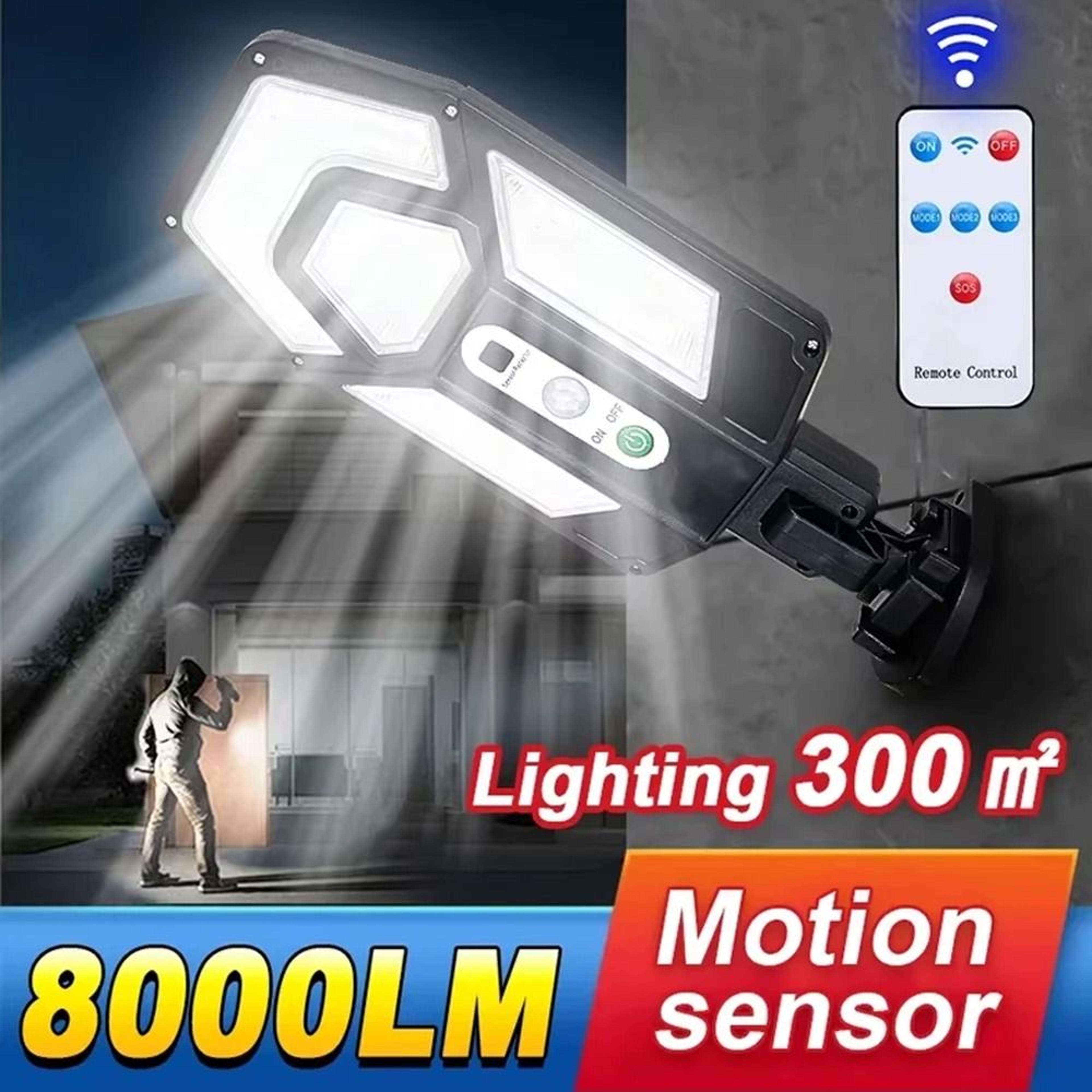 multi-panel 55-led ultra-bright solar motion sensor wall light with remote control