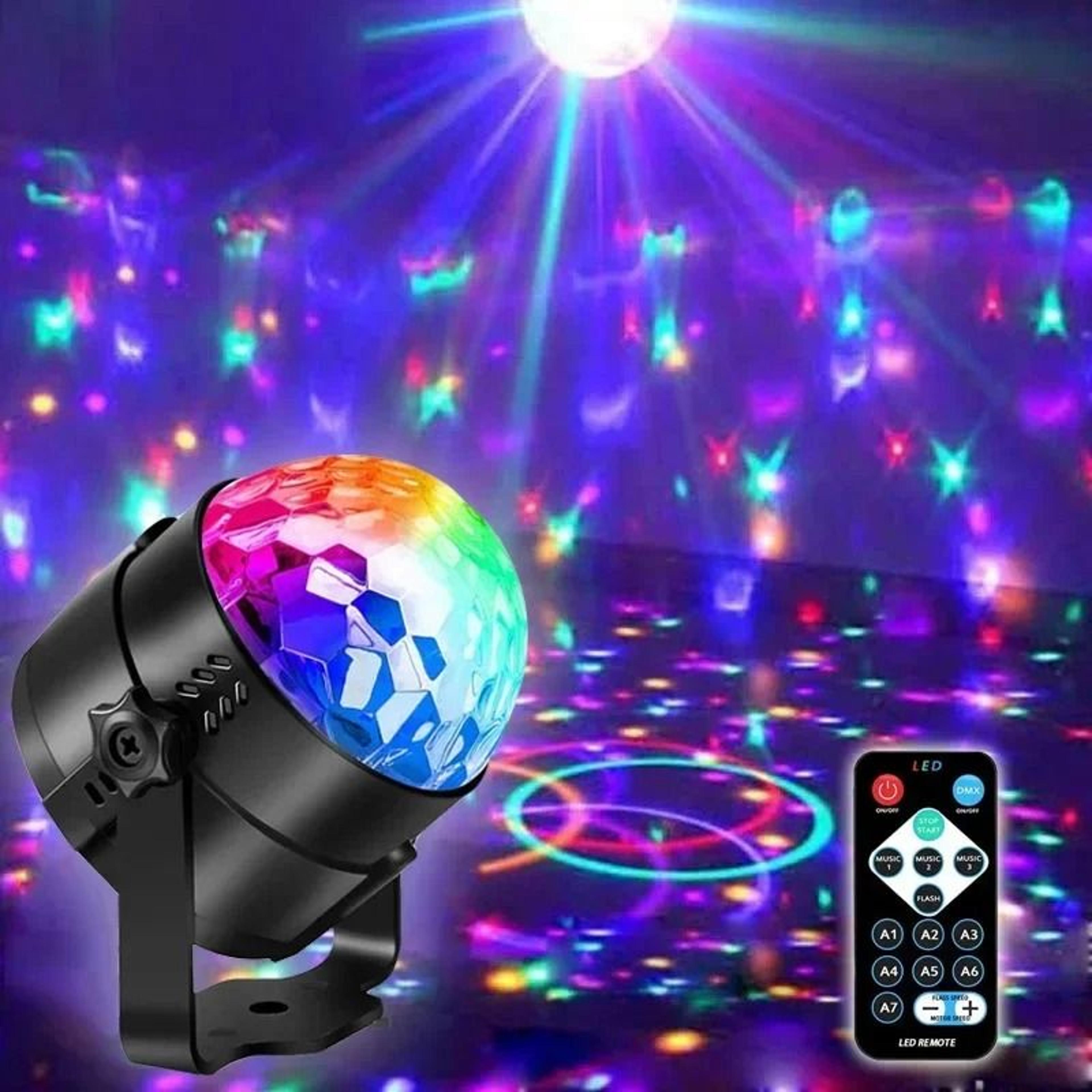 7-color sound-activated disco ball stage light with remote control