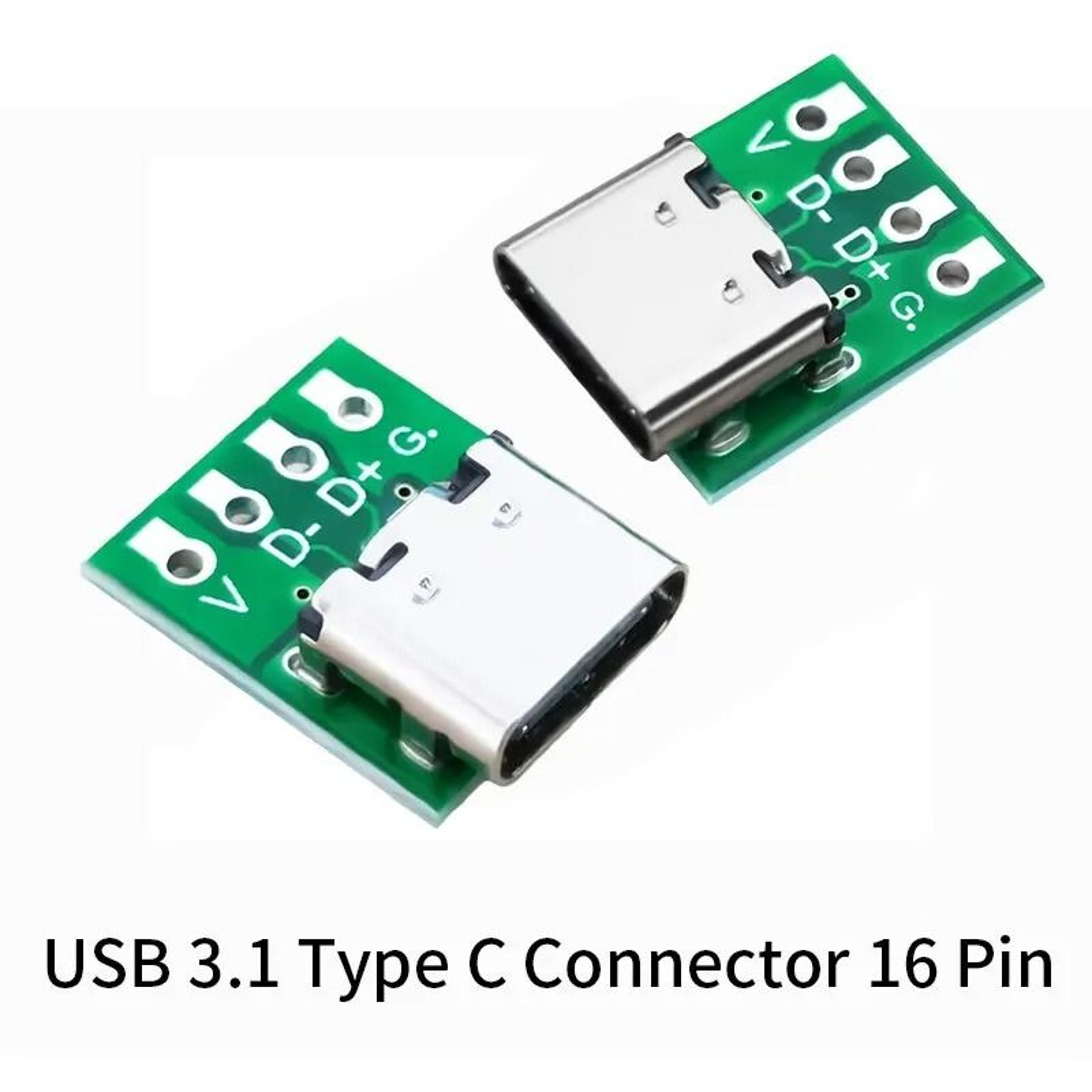 high-speed 16-pin type-c usb 3.1 connector test pcb board module