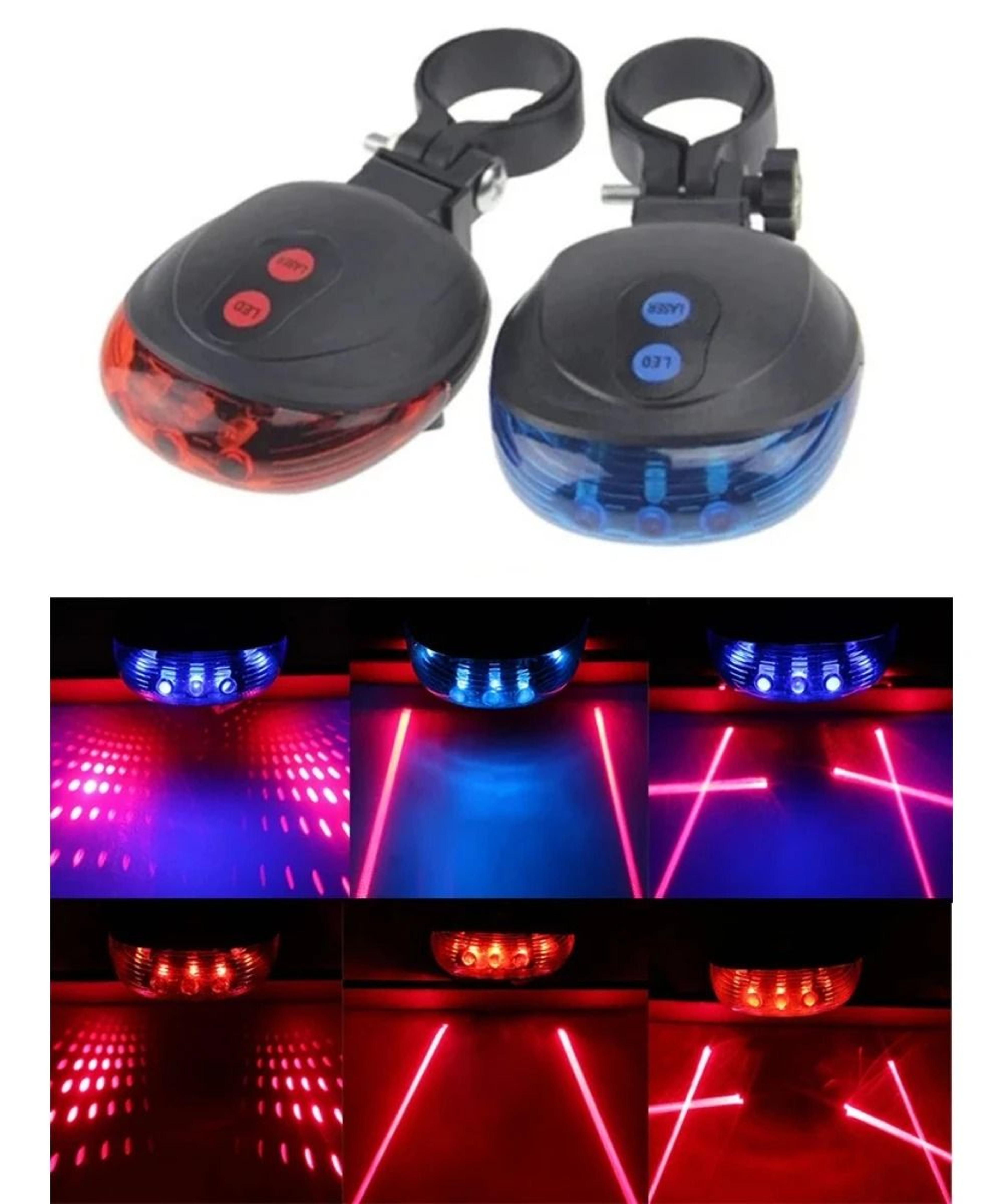 tactical dual-laser waterproof 5-led bicycle safety warning taillight