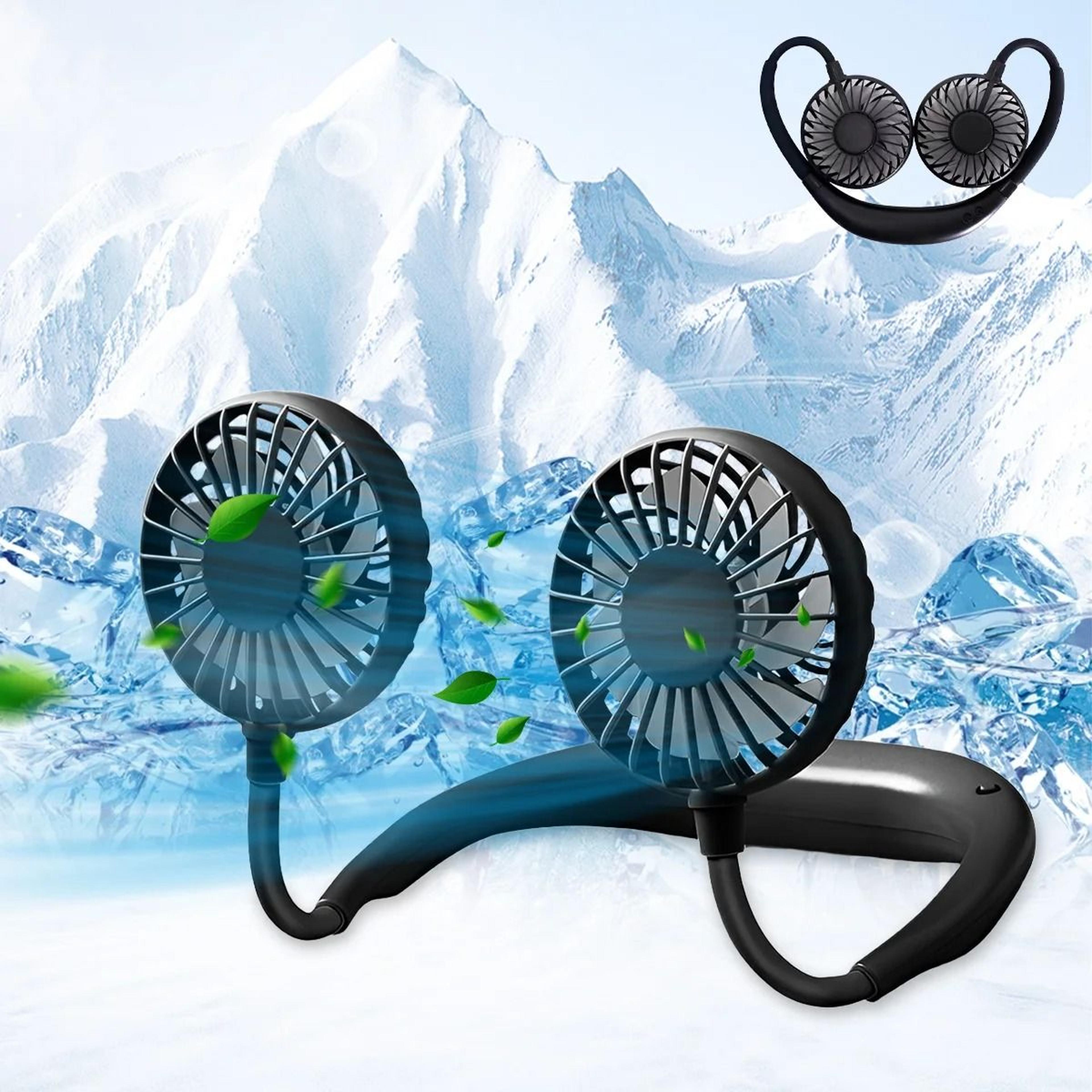 portable 3-speed rechargeable hanging neck fan
