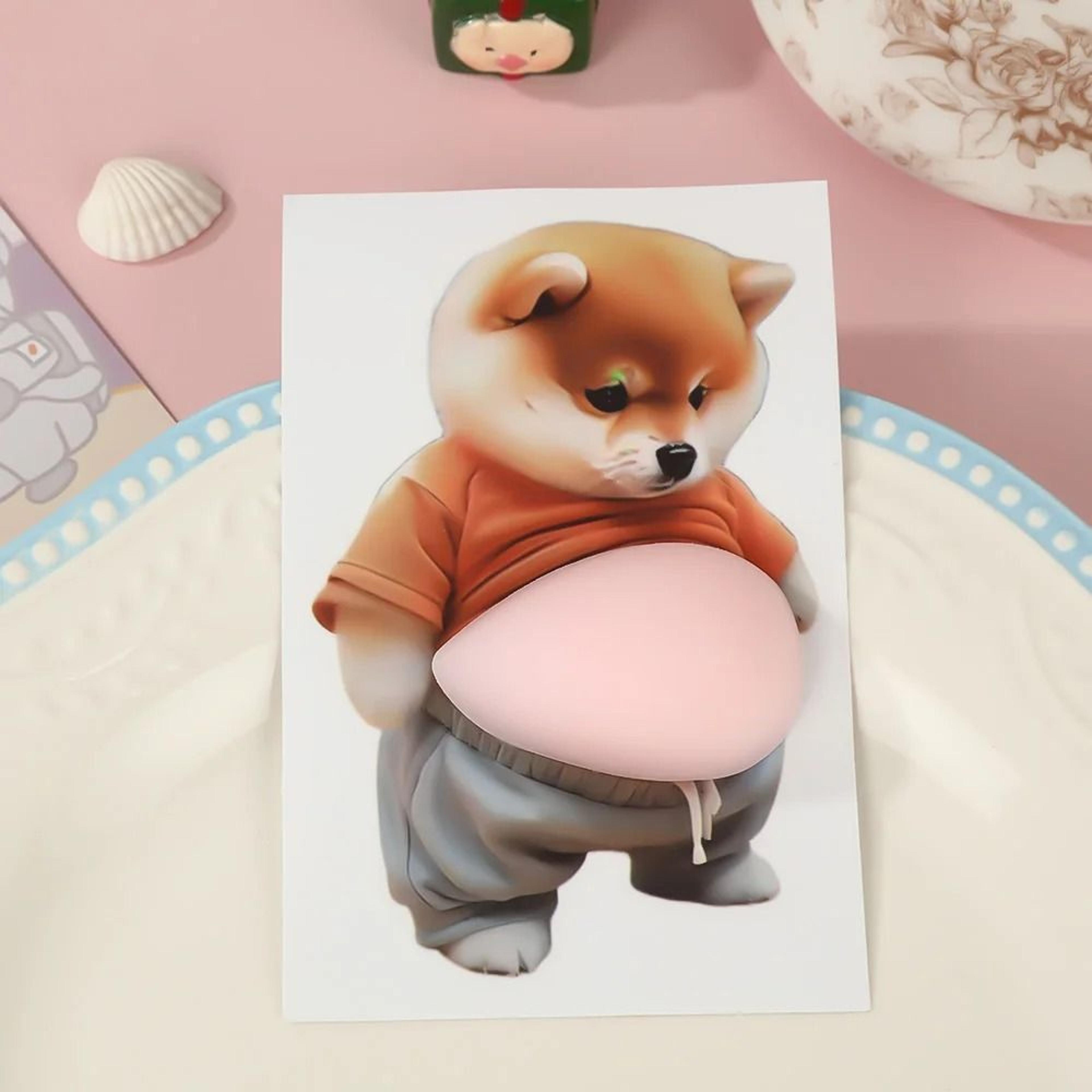 3d cute chubby shiba inu dog belly silicone squishy adhesive sticker