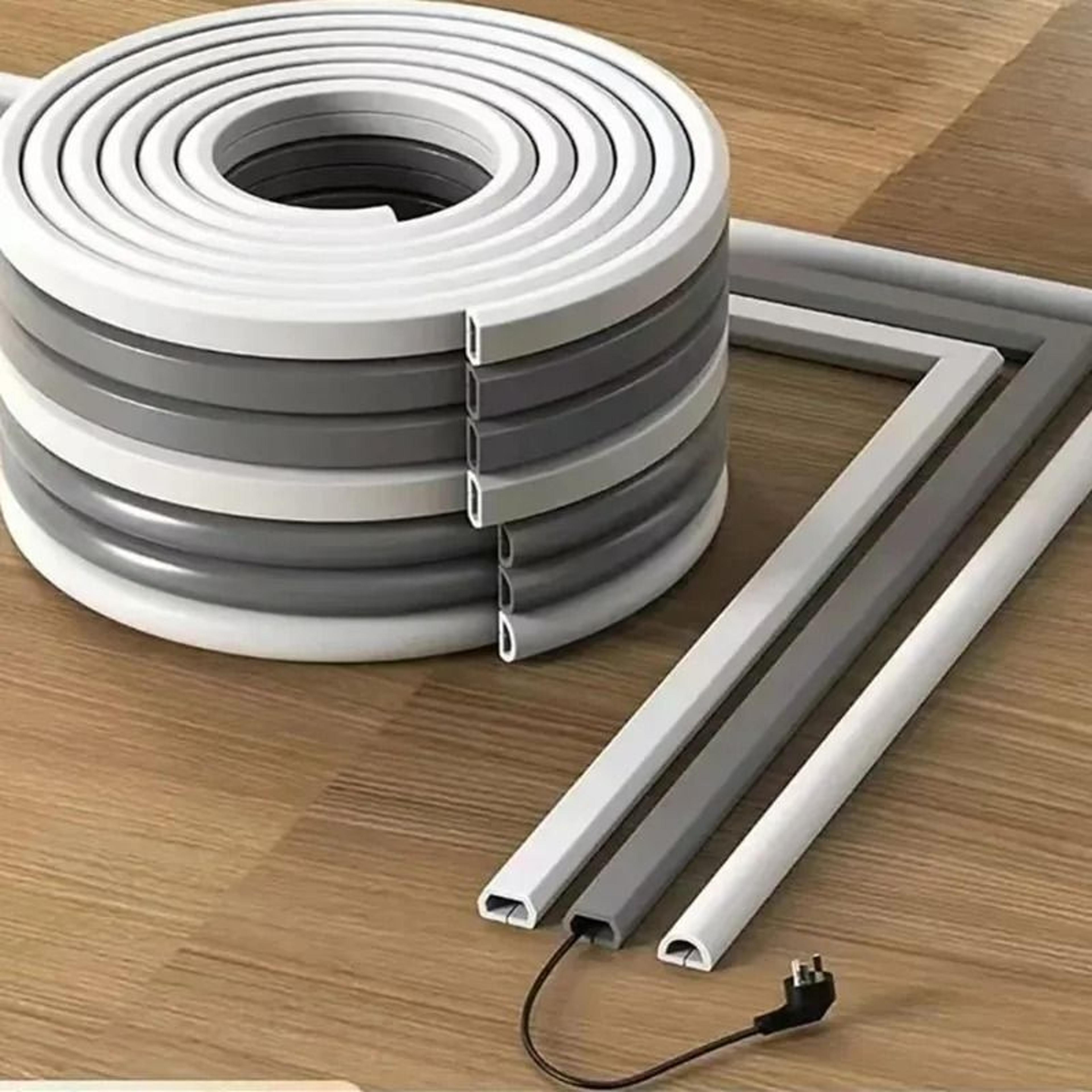 universal arc anti-extrusion floor cord cover with self-adhesive track