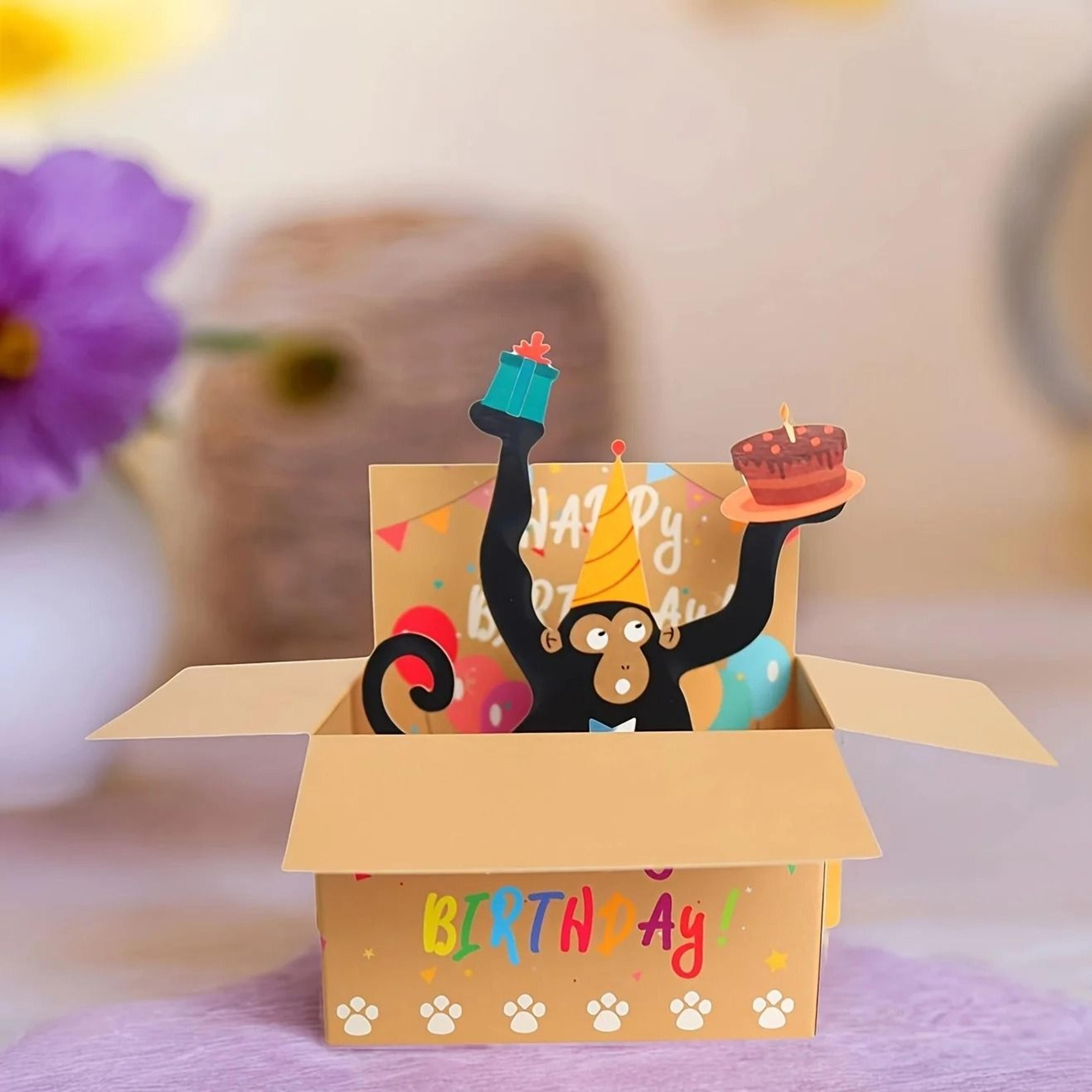 whimsical 3d pop-up happy birthday greeting card with heart balloons