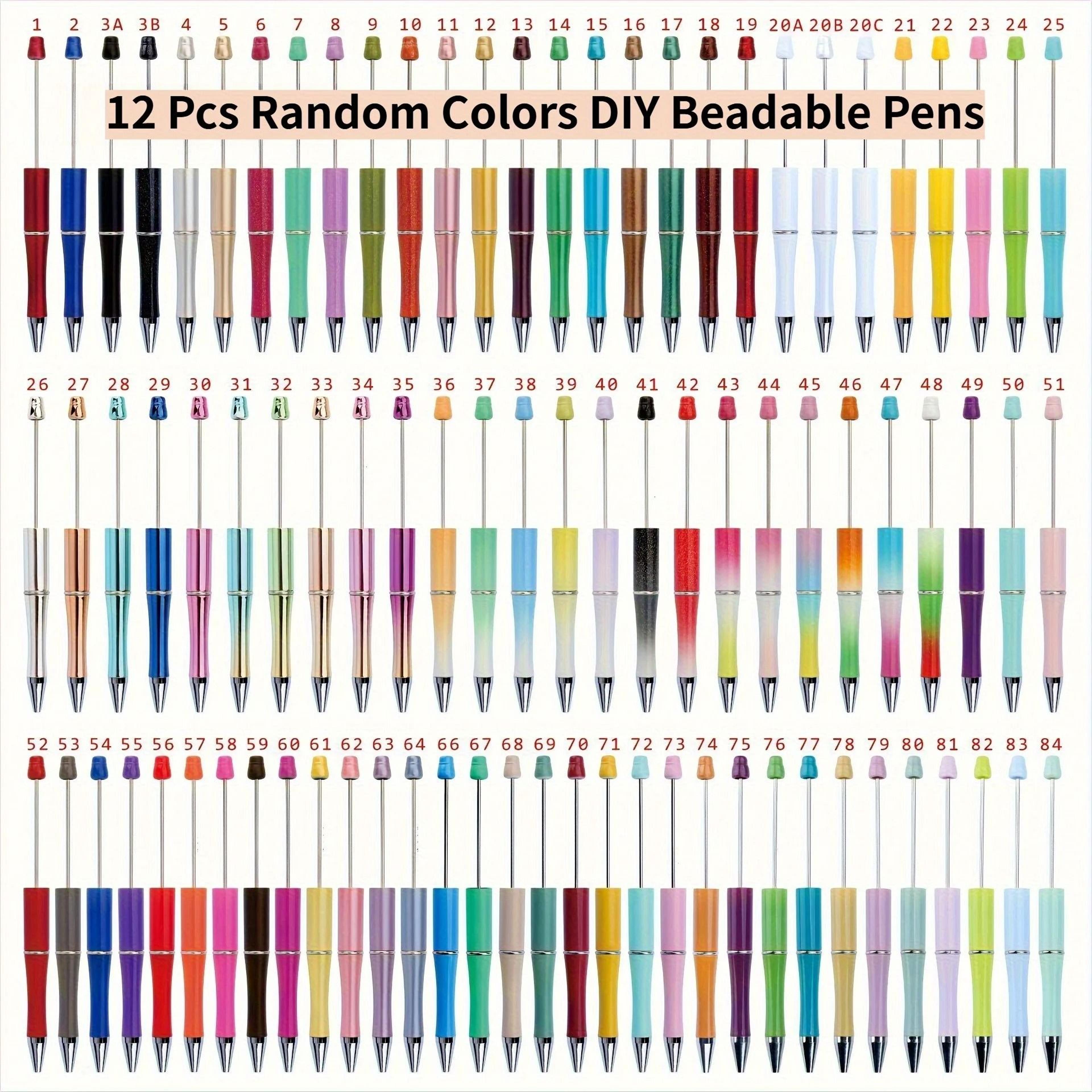 randomly colored diy plastic beaded ballpoint pens