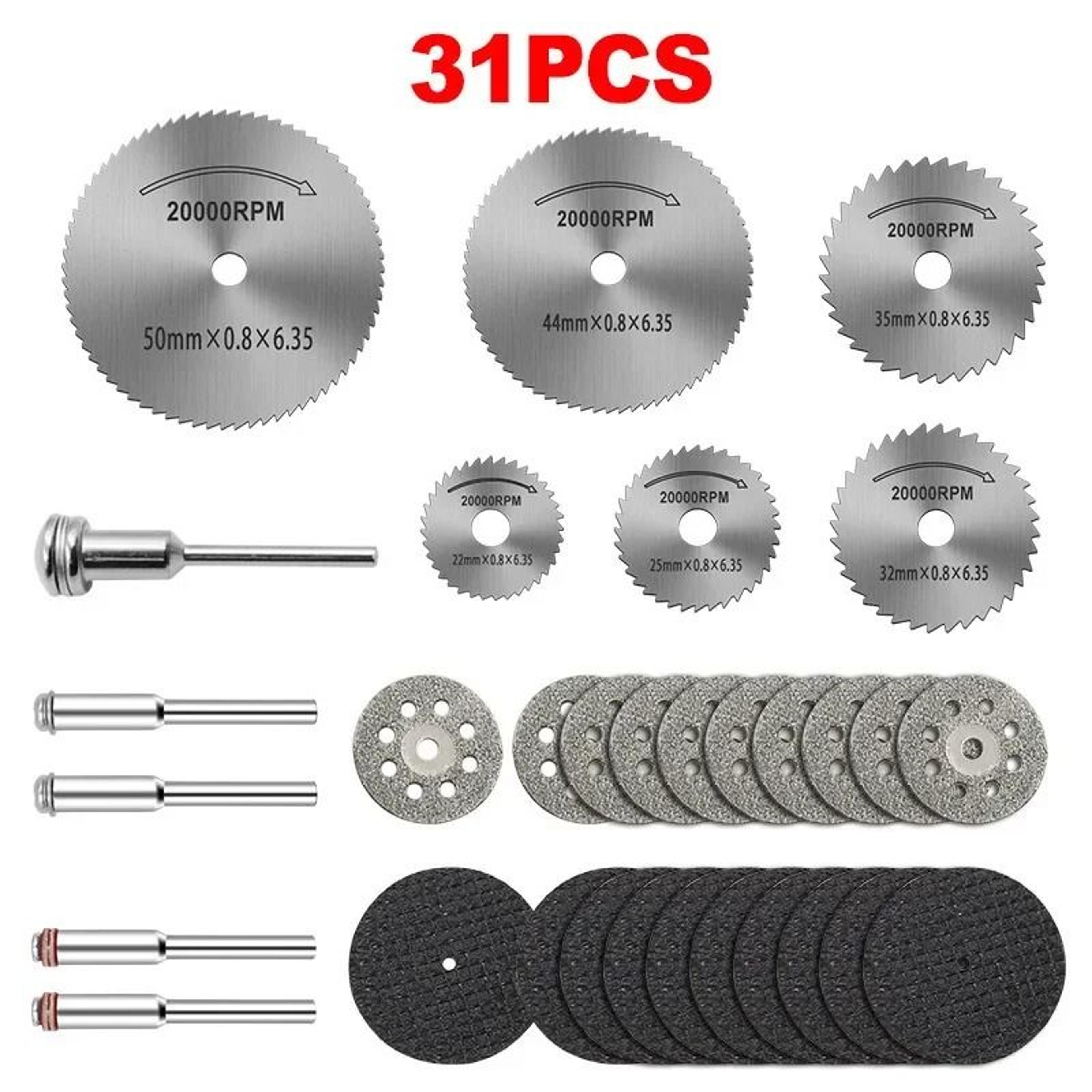 31-piece high-speed steel mini circular saw and multi-material cutting disc kit