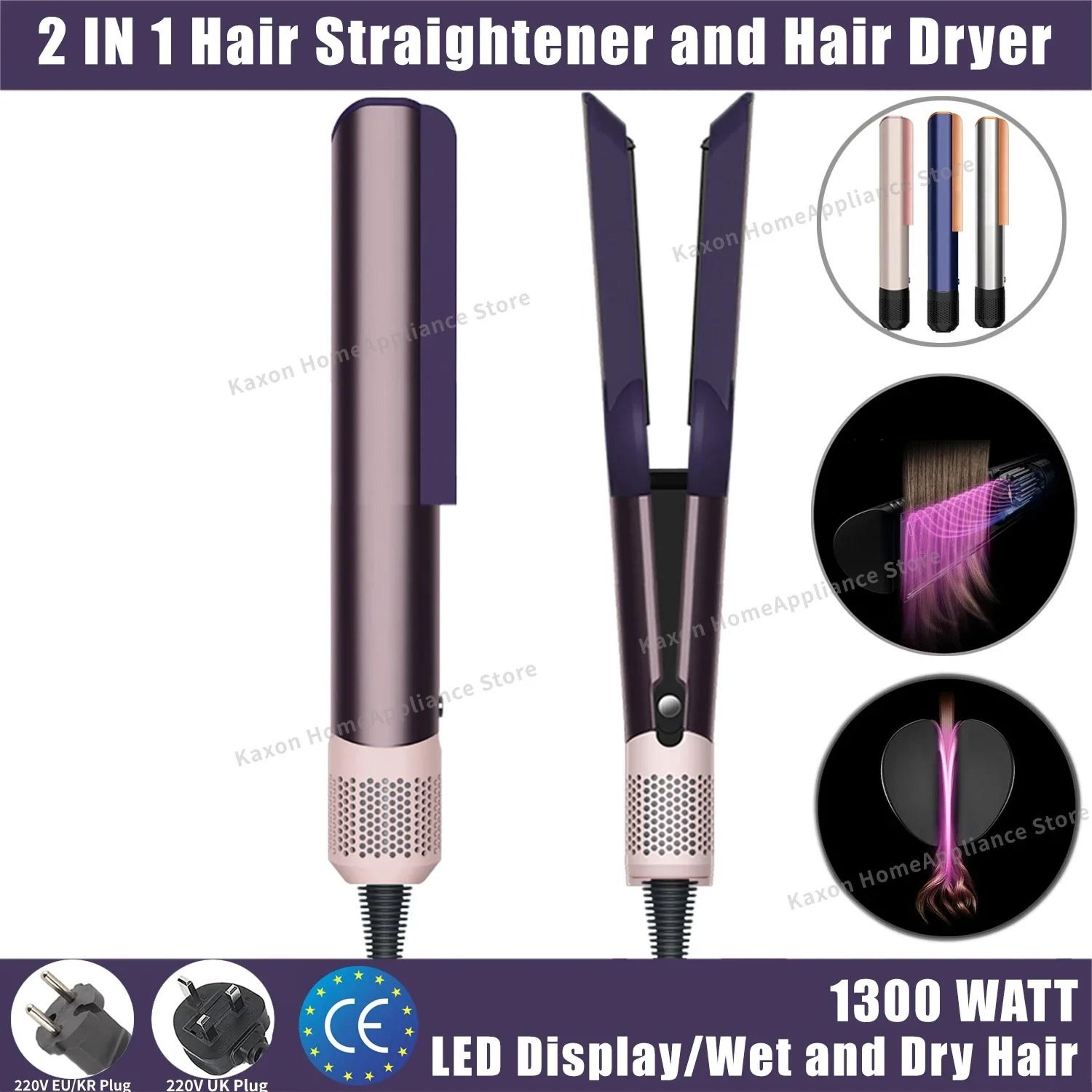 professional 2-in-1 1300w quick dry air hair dryer and straightener