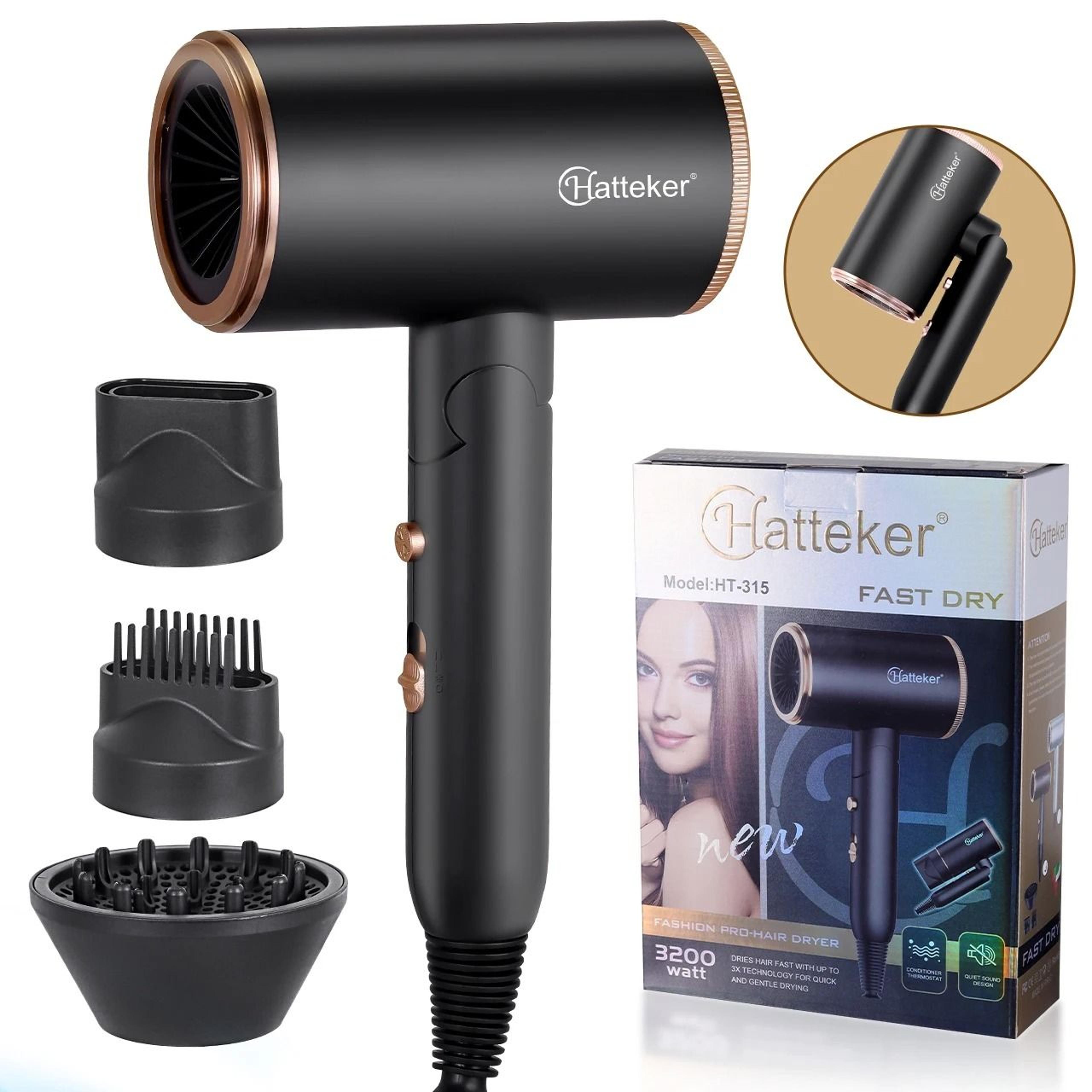 hatteker foldable negative ion compact portable student hair dryer