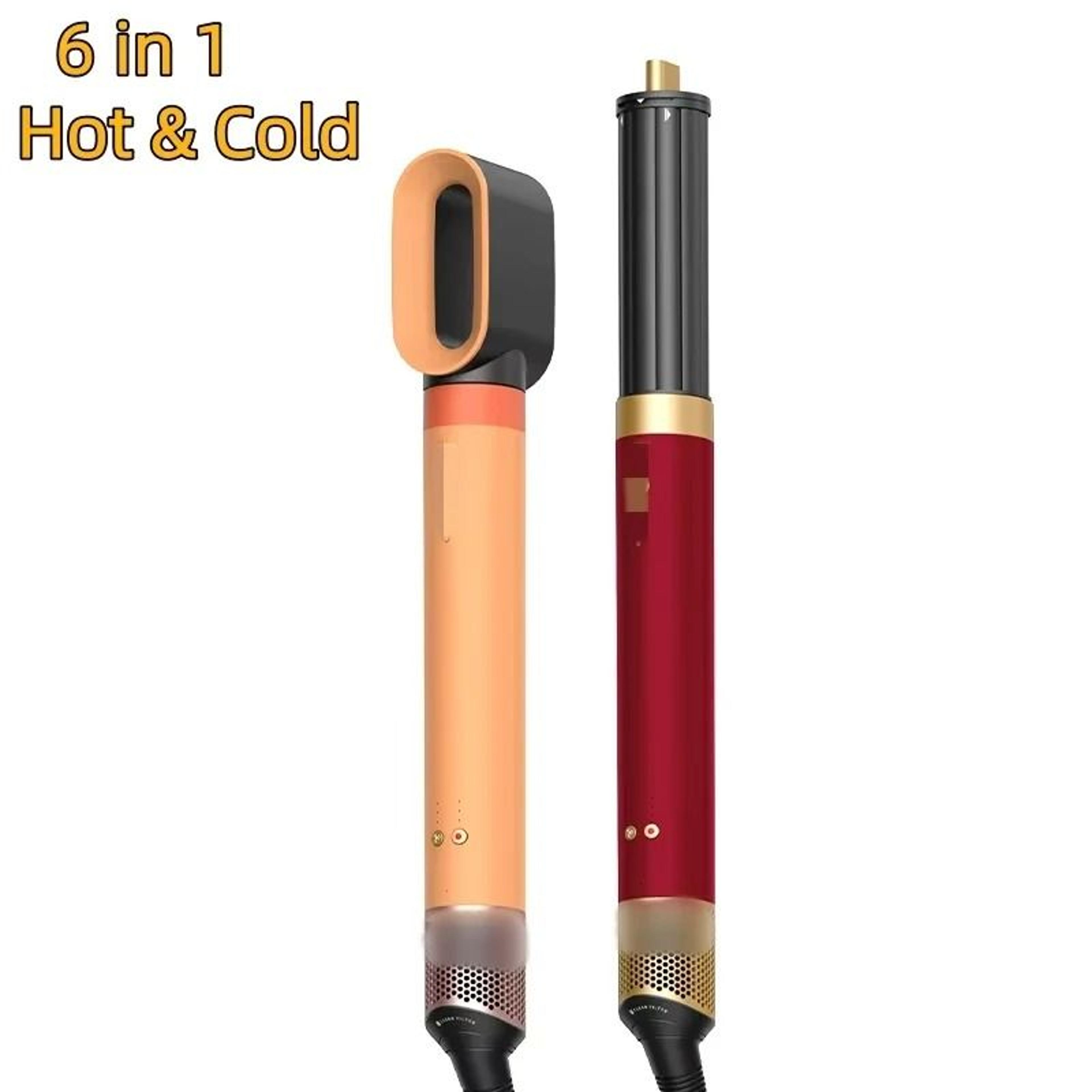 professional 6-in-1 1700w high-speed hot air styling brush & automatic hair dryer kit