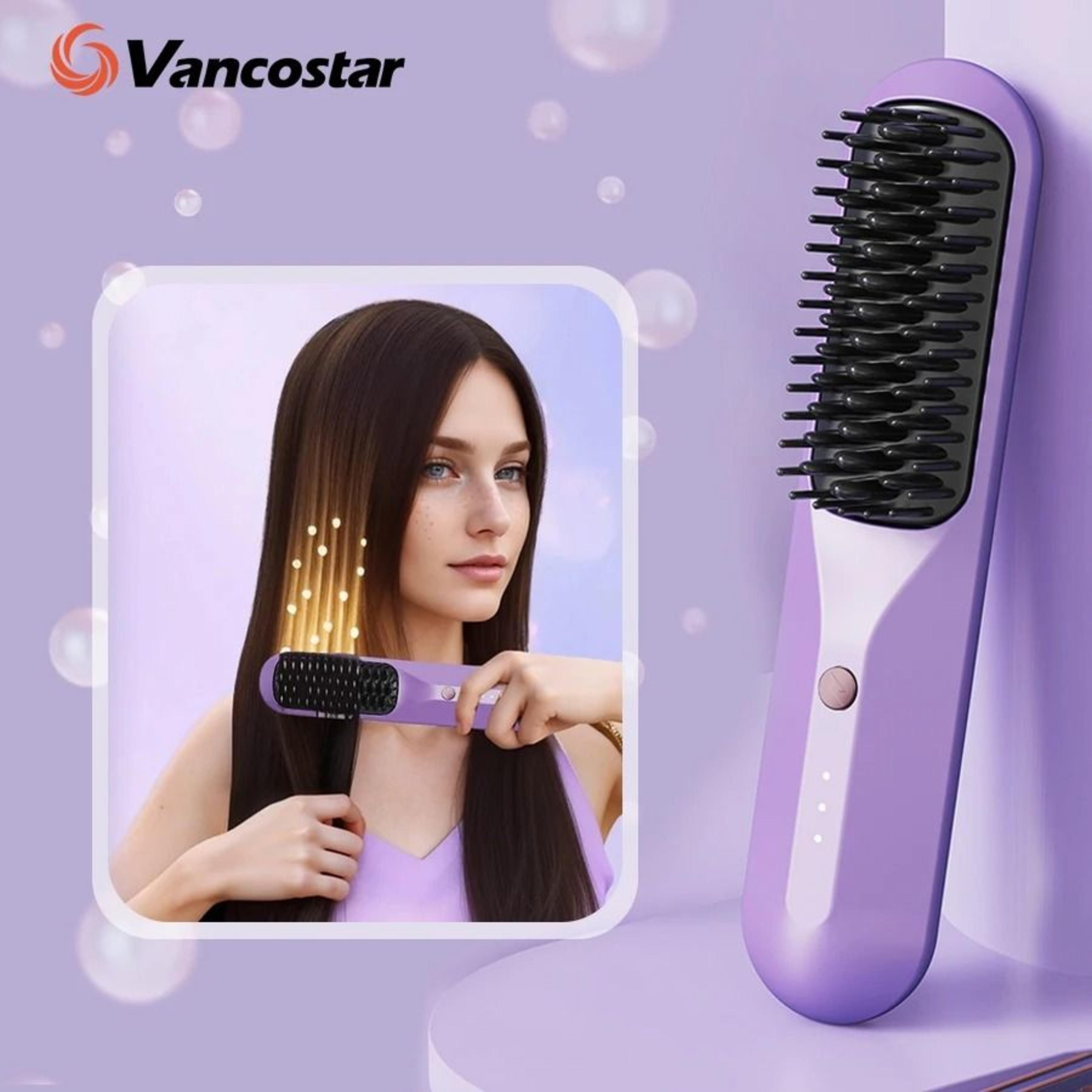 cordless portable electric hair straightener & thermal styling brush
