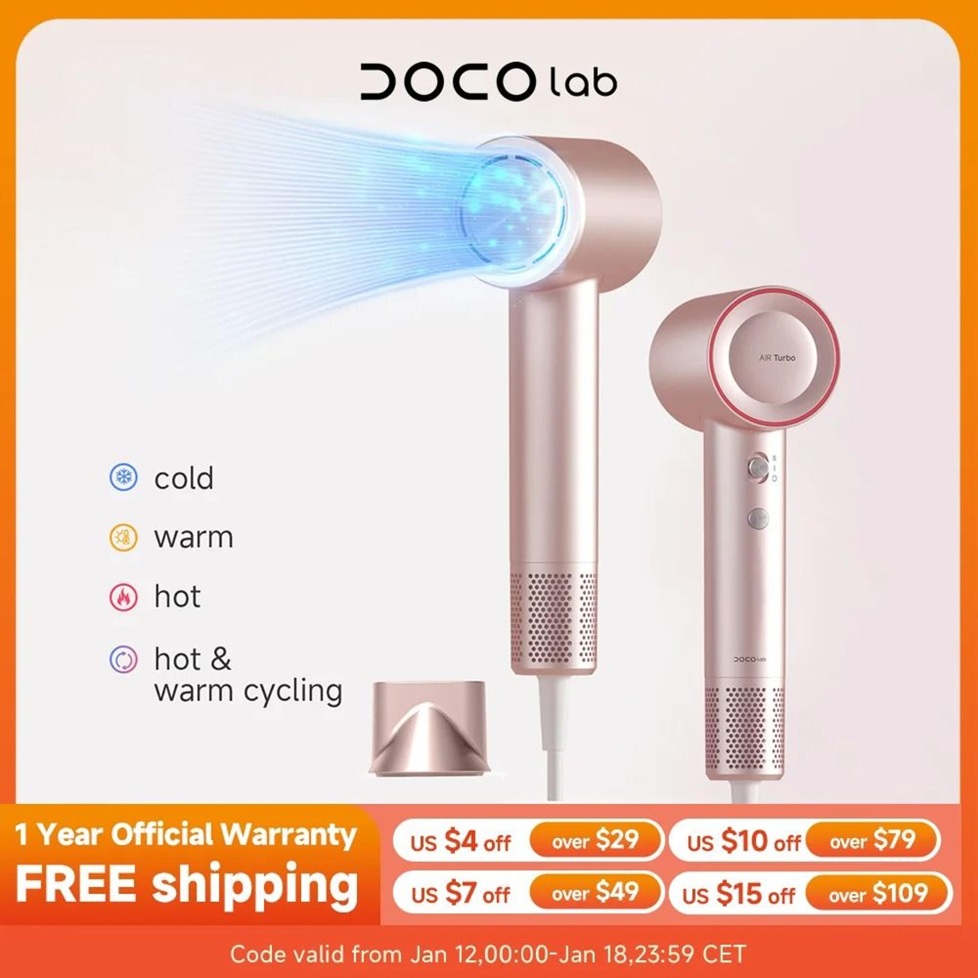 docolab professional 1600w high-speed negative ion hair dryer