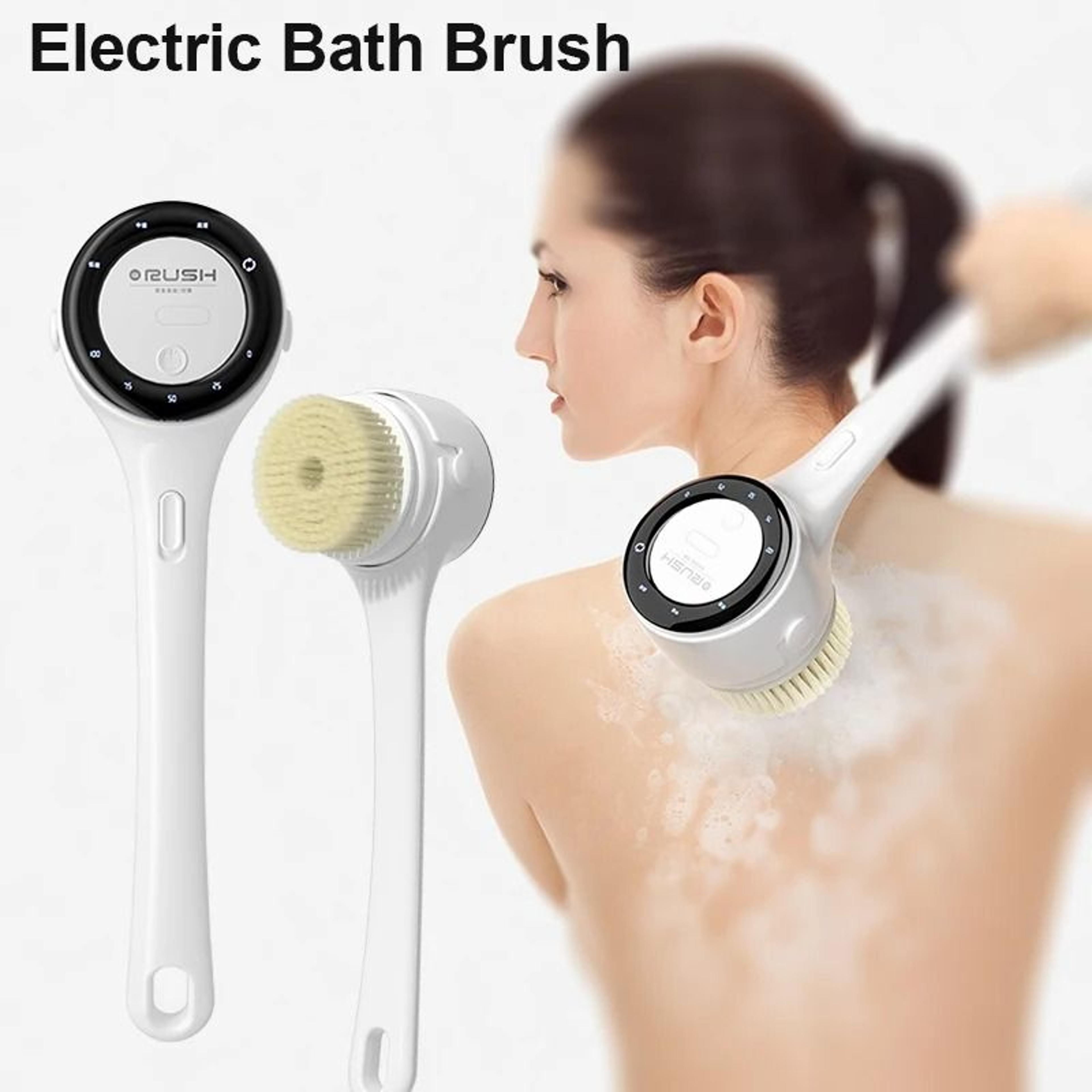 5-in-1 waterproof electric spinning shower body brush with long handle