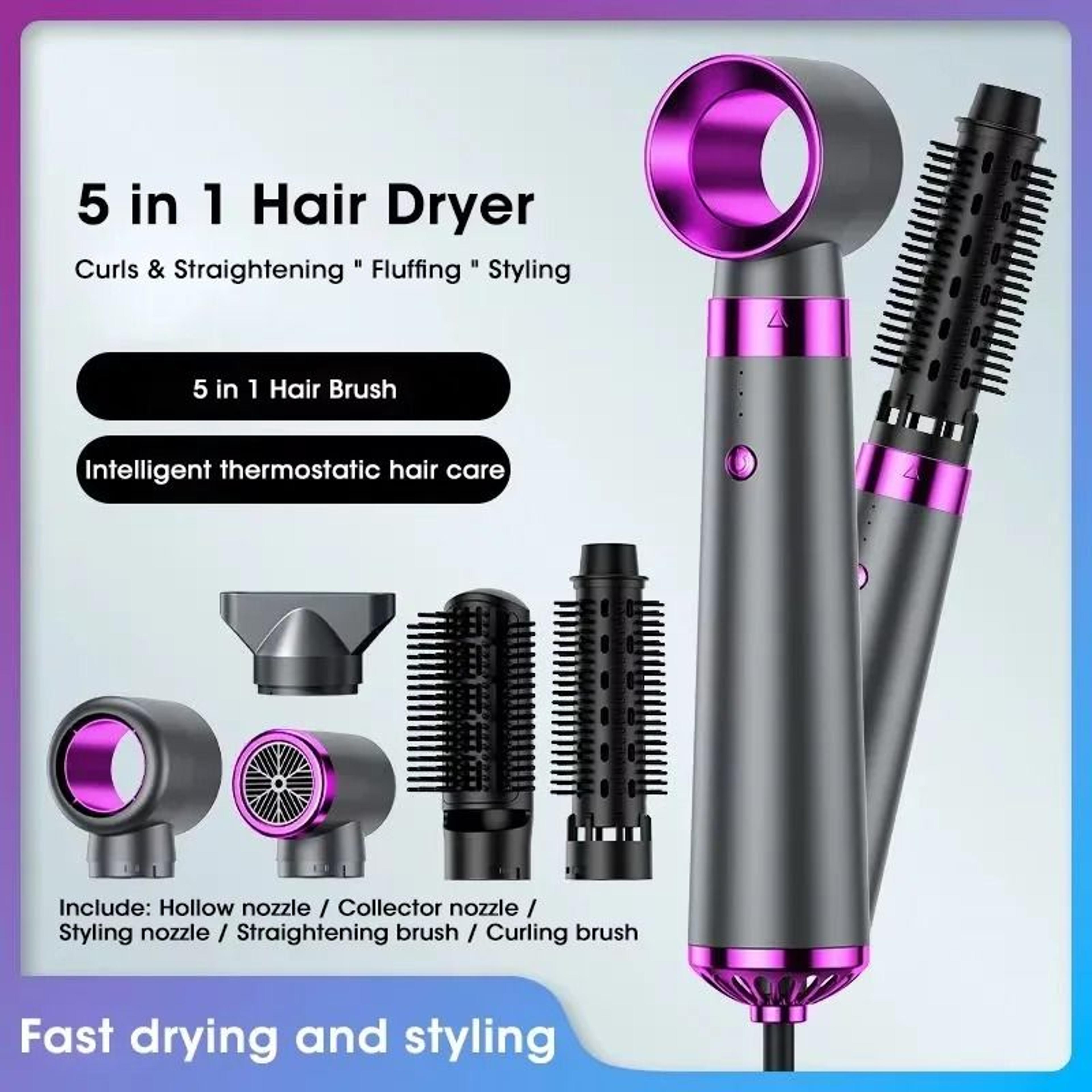 5-in-1 multifunction hair dryer & hot air styling comb kit