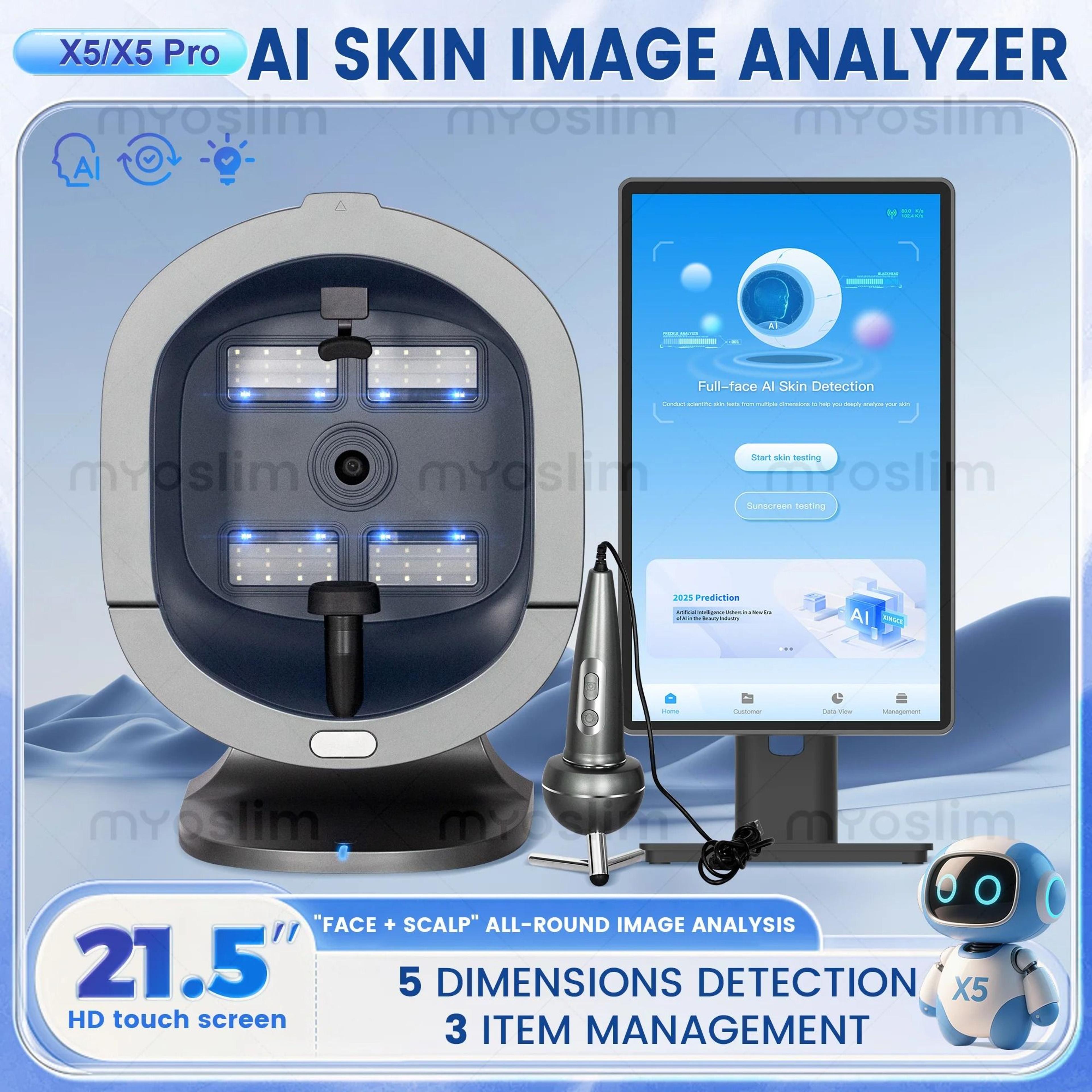 x5 high-definition magic mirror 3d ai facial scanner & skin analyzer