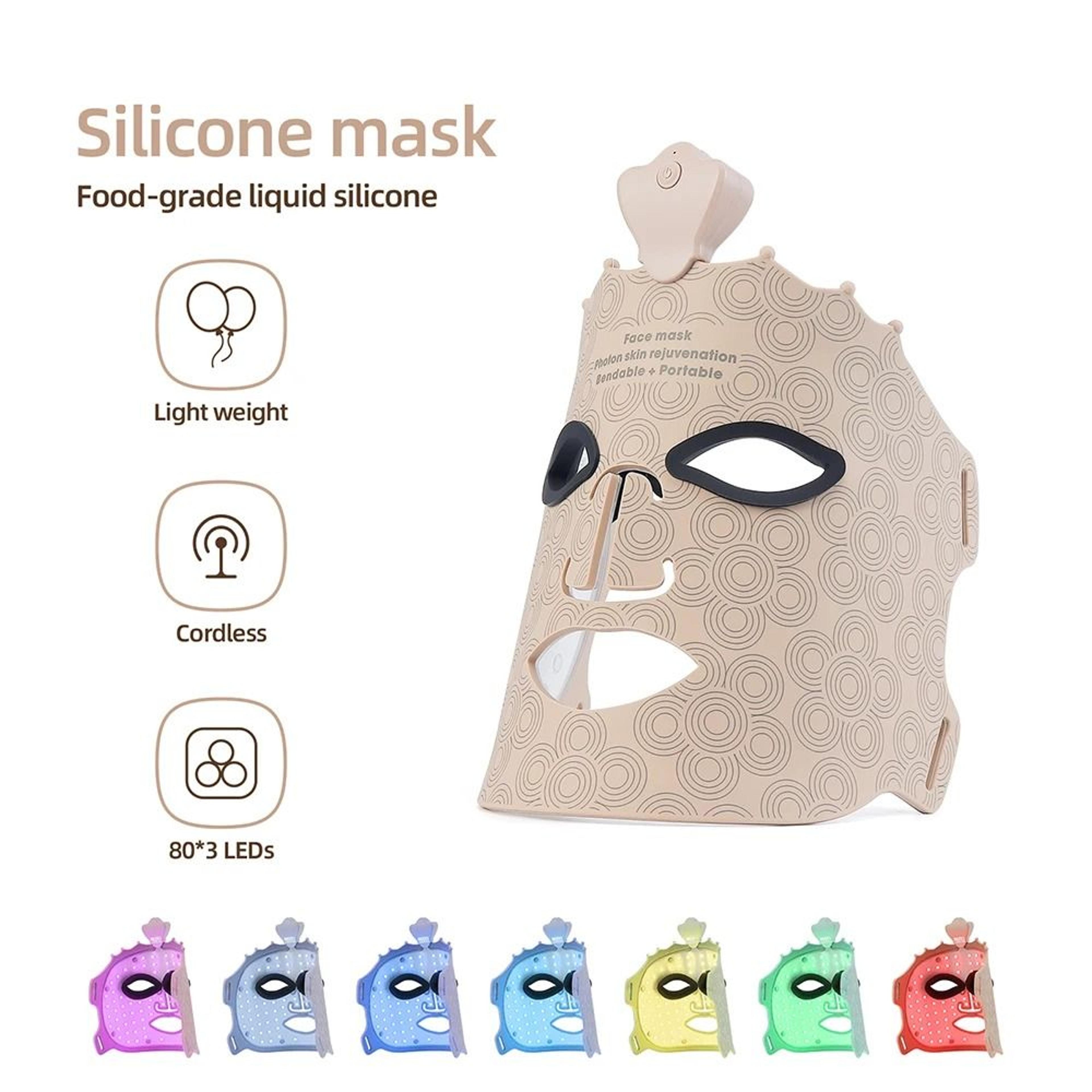7-color photon silicone face led light therapy mask