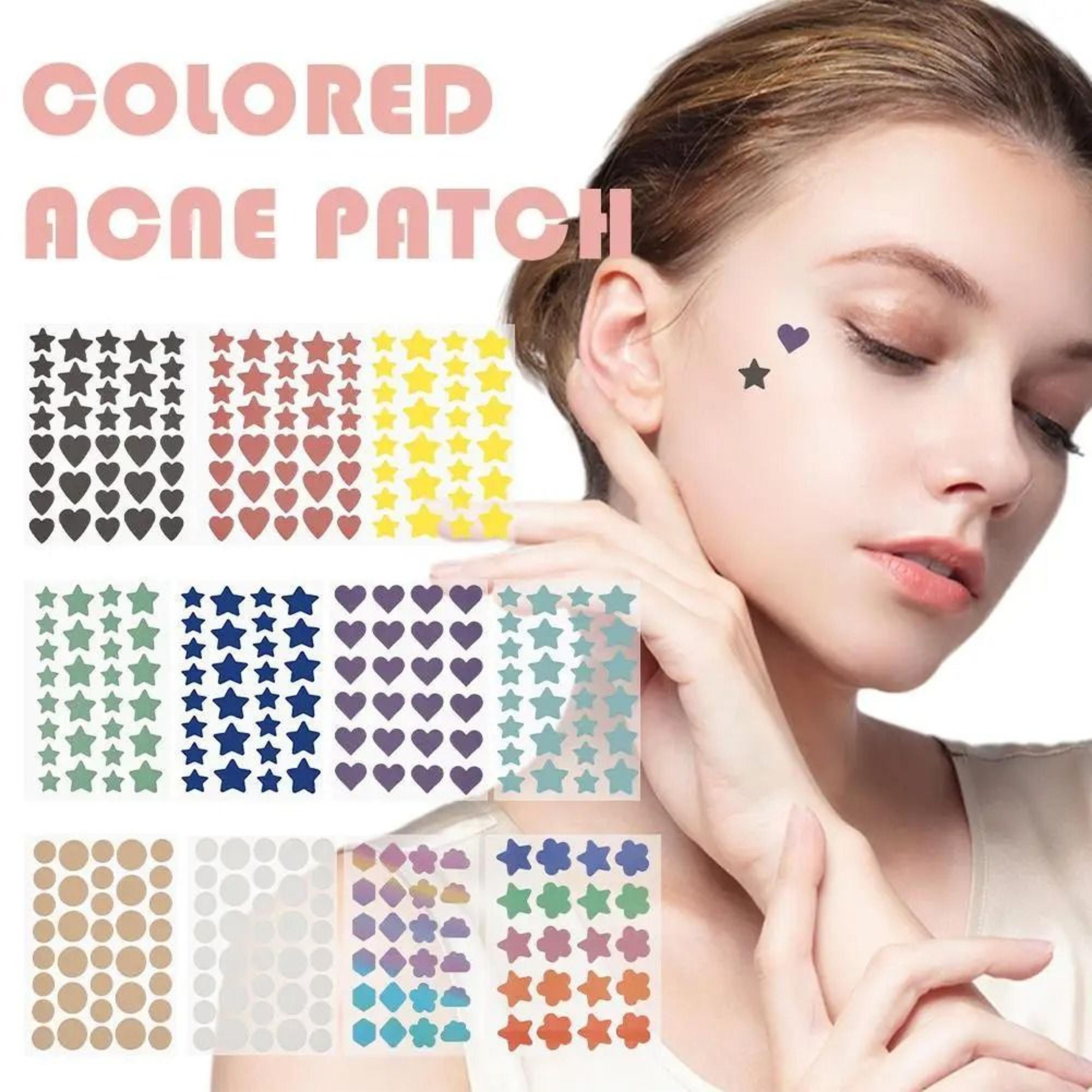 colorful star & heart shaped hydrocolloid acne treatment patches