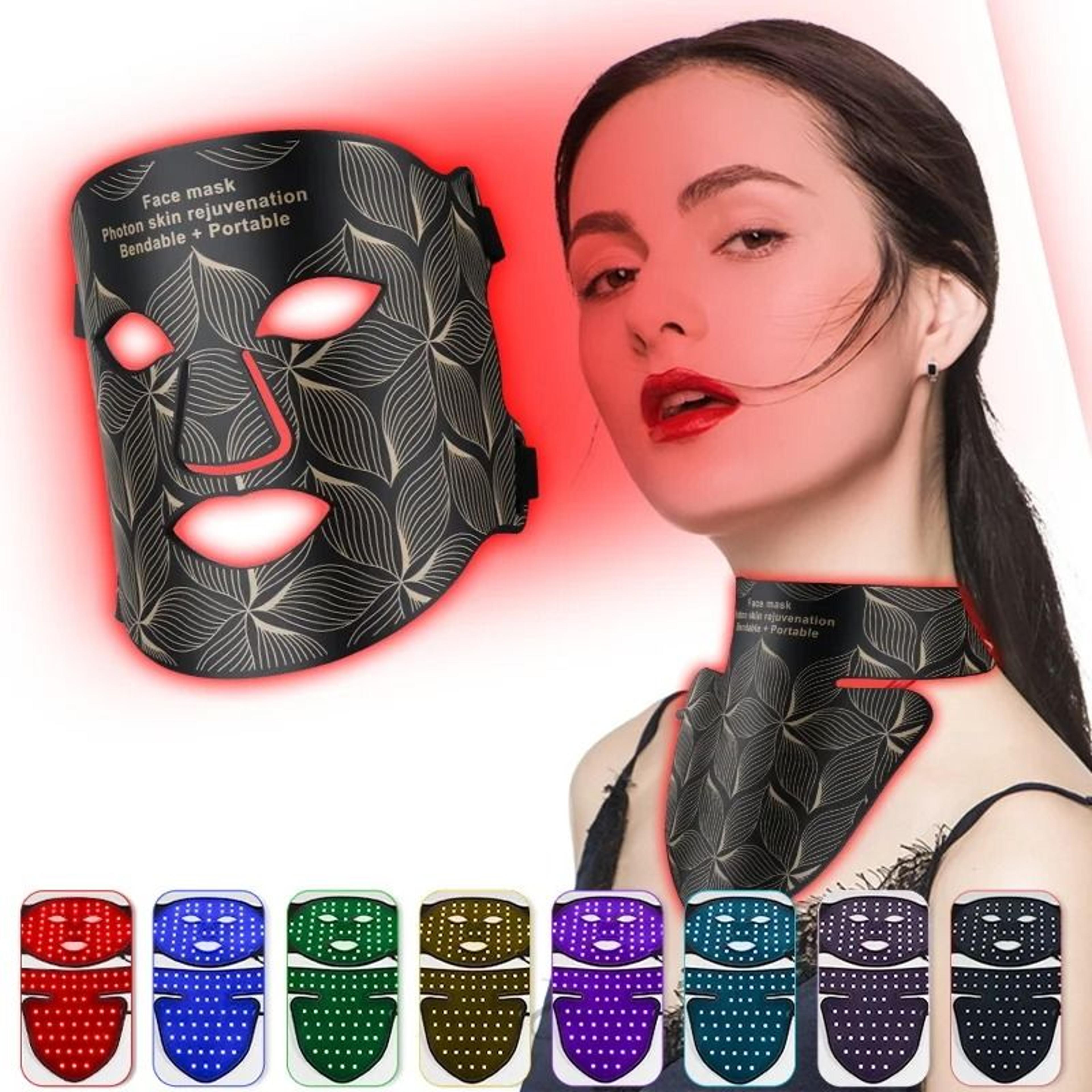 professional 8-color silicone led facial mask & neck phototherapy system