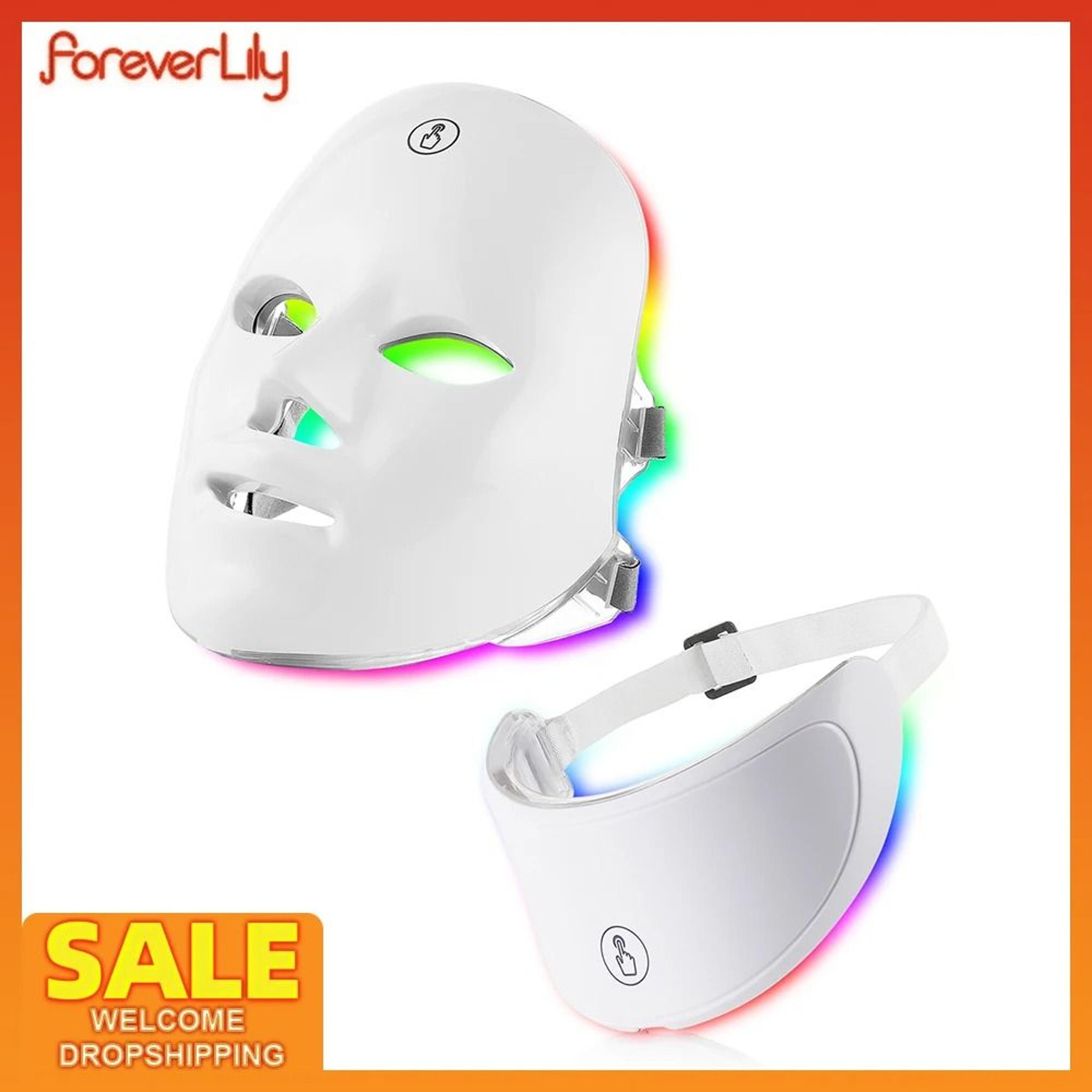 professional 7-color led facial & neck skincare therapy mask system
