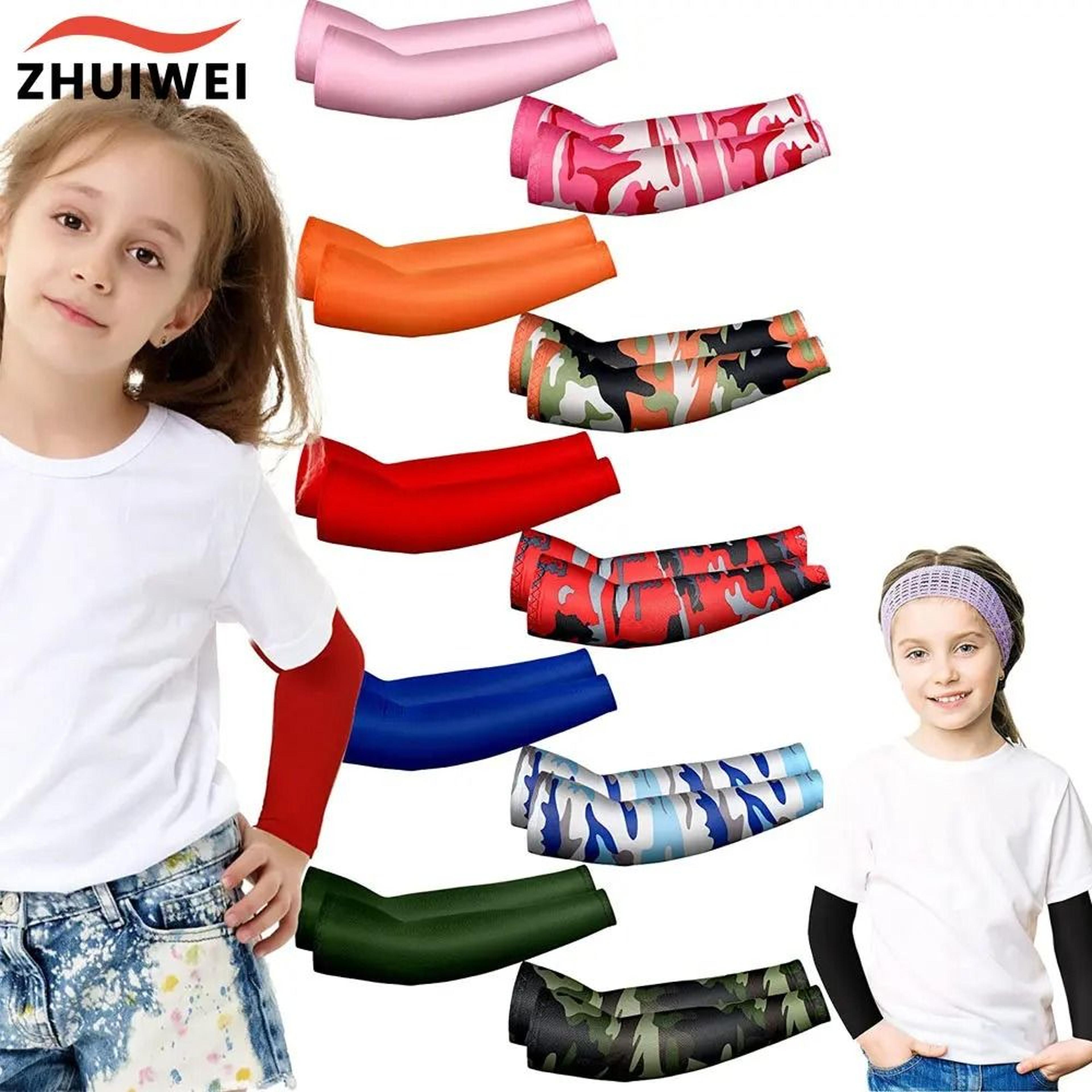 kids ice silk arm sleeves with uv protection and cooling support