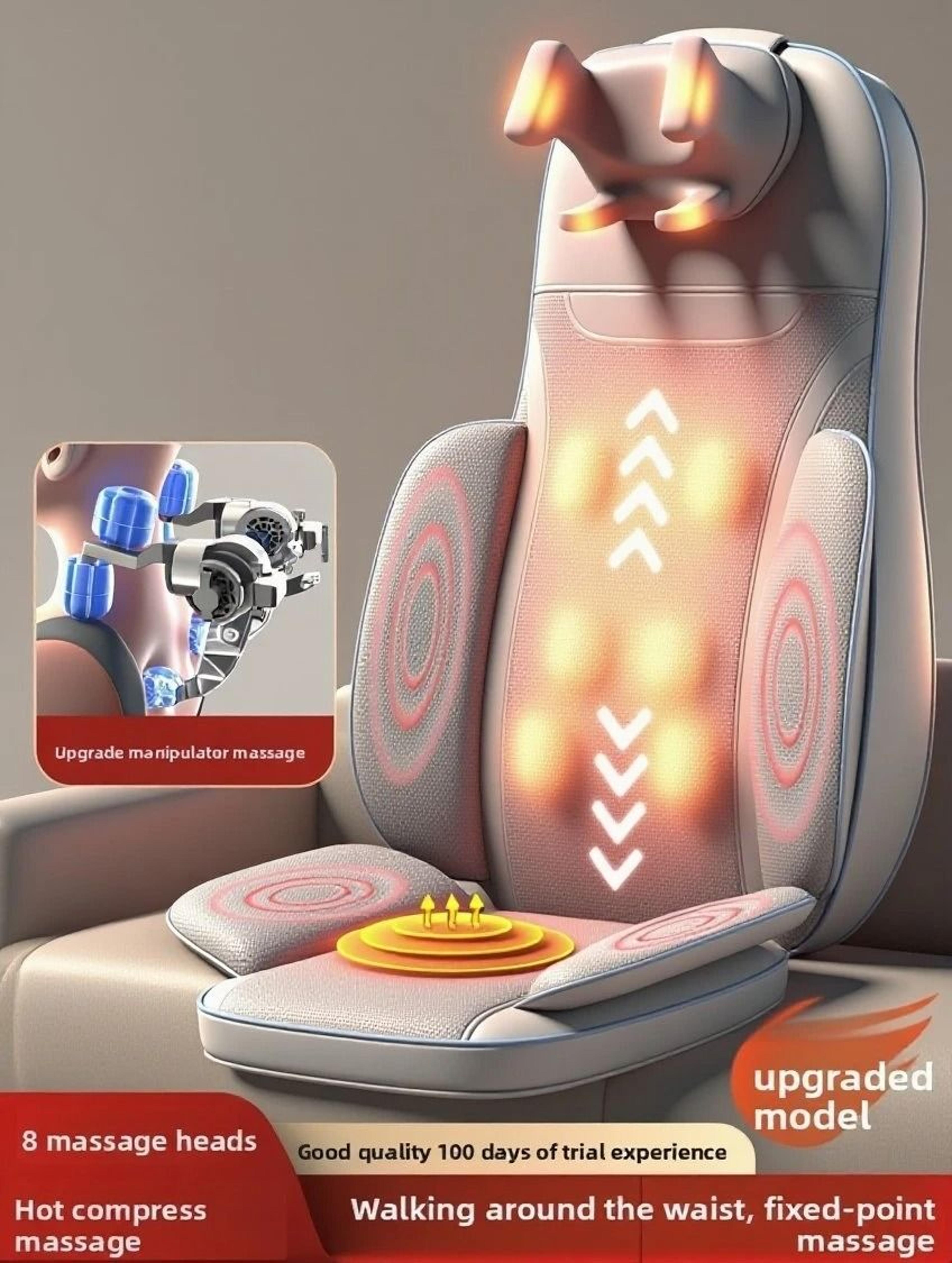 5-vibration shiatsu massage chair cushion – targeted heating, kneading, & lumbar recovery